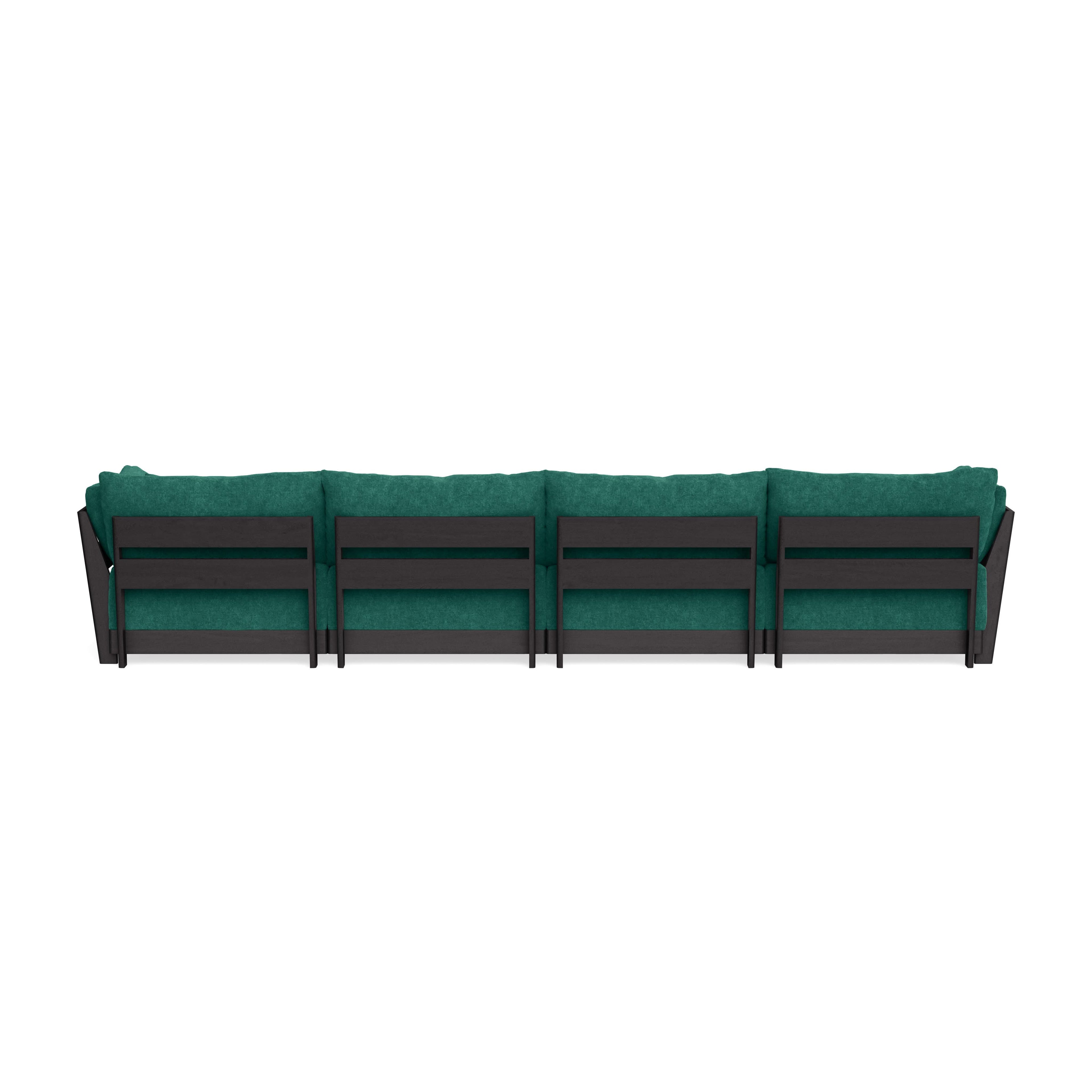 Modular Bondi Black 4-Seater U-Sectional in Jade Green | Classic Blend
