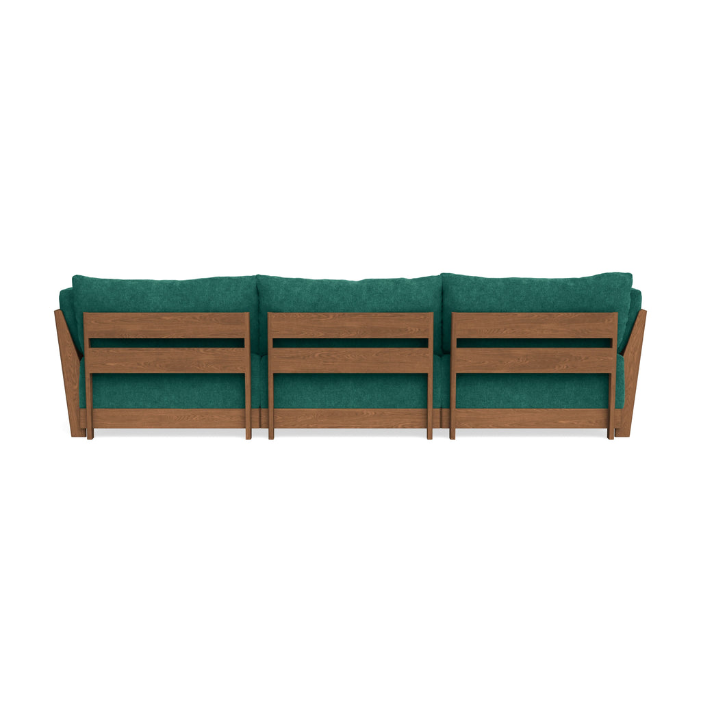 Modular Bondi Espresso 3-Seater Sectional in Jade Green | Memory Foam Blend