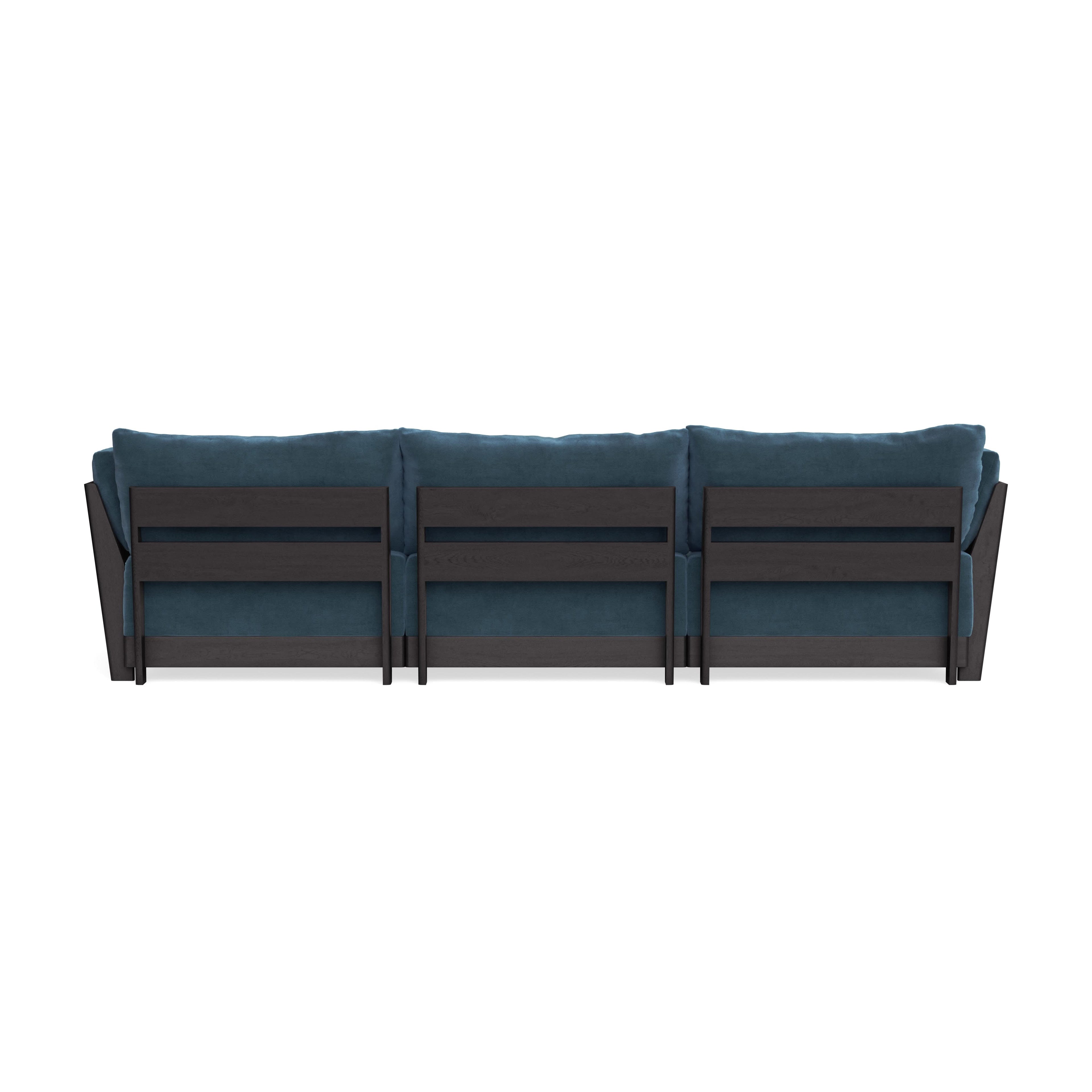 Modular Bondi Black 3-Seater U-Sectional in Oxford Blue | Memory Foam Blend