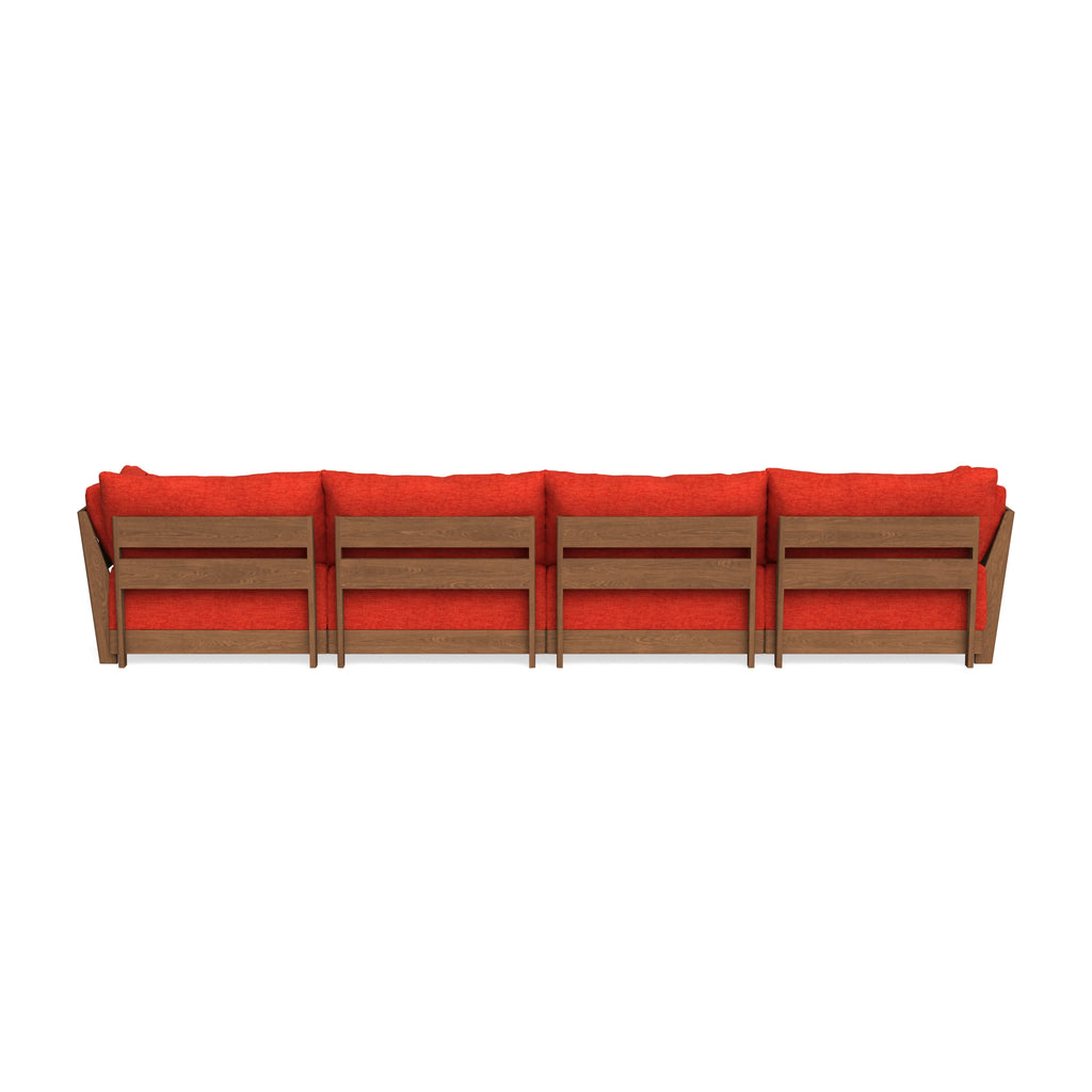Modular Bondi Espresso 4-Seater U-Sectional in Poppy Orange | Memory Foam Blend