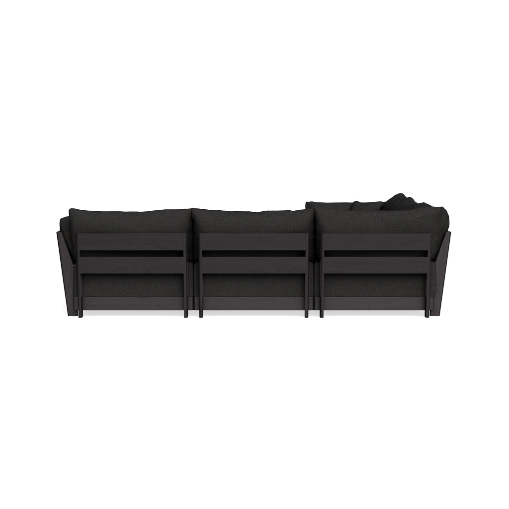 Modular Bondi Black 5-Seater Corner Sectional + Ottoman in Peppercorn | Memory Foam Blend