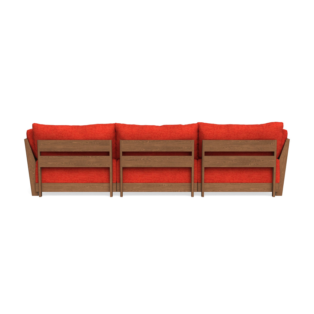 Modular Bondi Espresso 3-Seater Daybed Sofa Sectional in Poppy Orange | Classic Blend