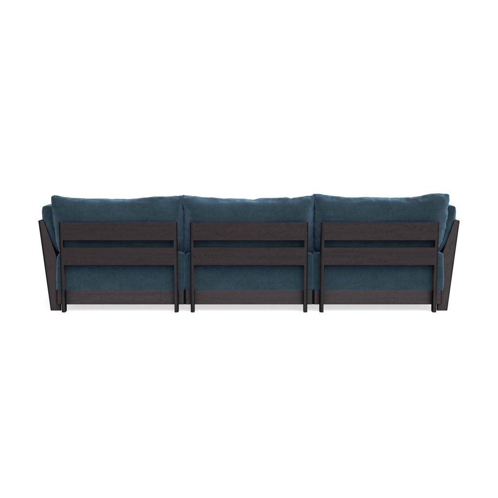 Modular Bondi Black 3-Seater Daybed Sofa Sectional in Oxford Blue | Memory Foam Blend