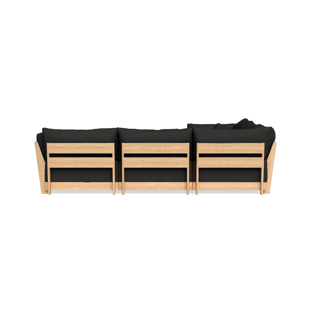 Modular Bondi Latte 5-Seater Corner Sectional + Ottoman in Peppercorn | Classic Blend