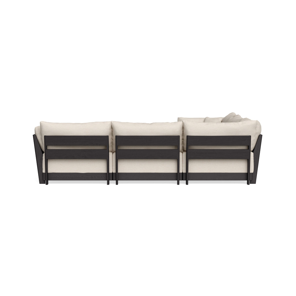 Modular Bondi Black 5-Seater Corner Sectional + Ottoman in Seashell | Memory Foam Blend