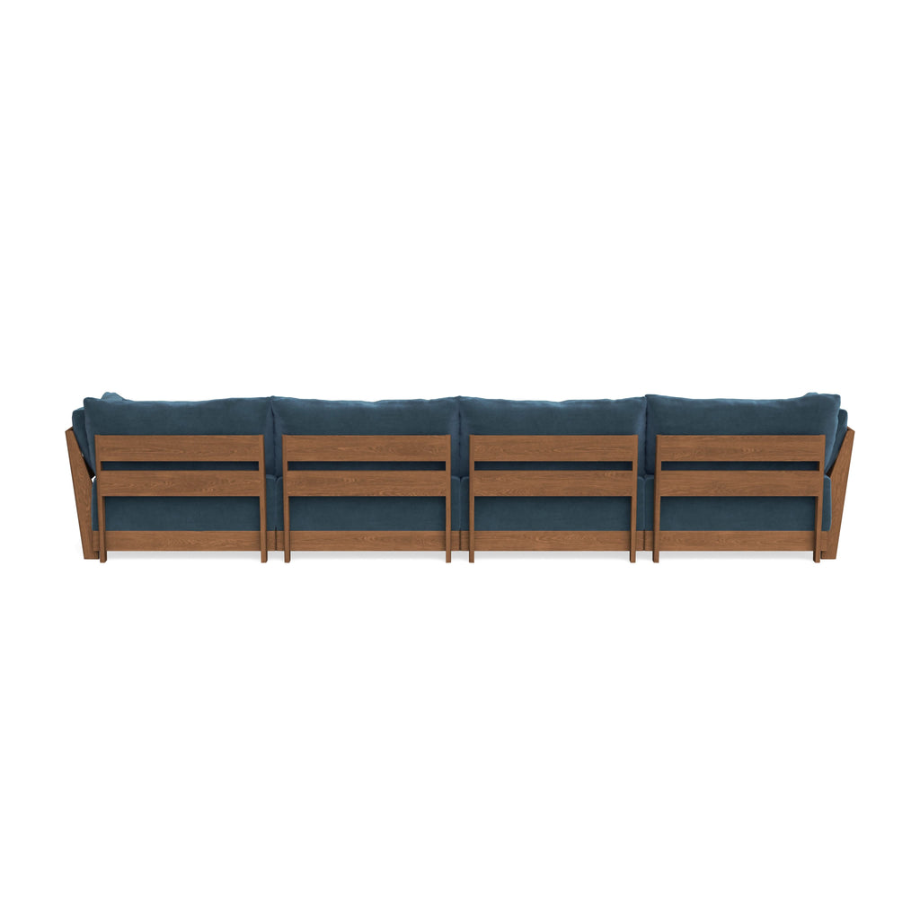 Modular Bondi Espresso 4-Seater U-Sectional in Oxford Blue | Memory Foam Blend
