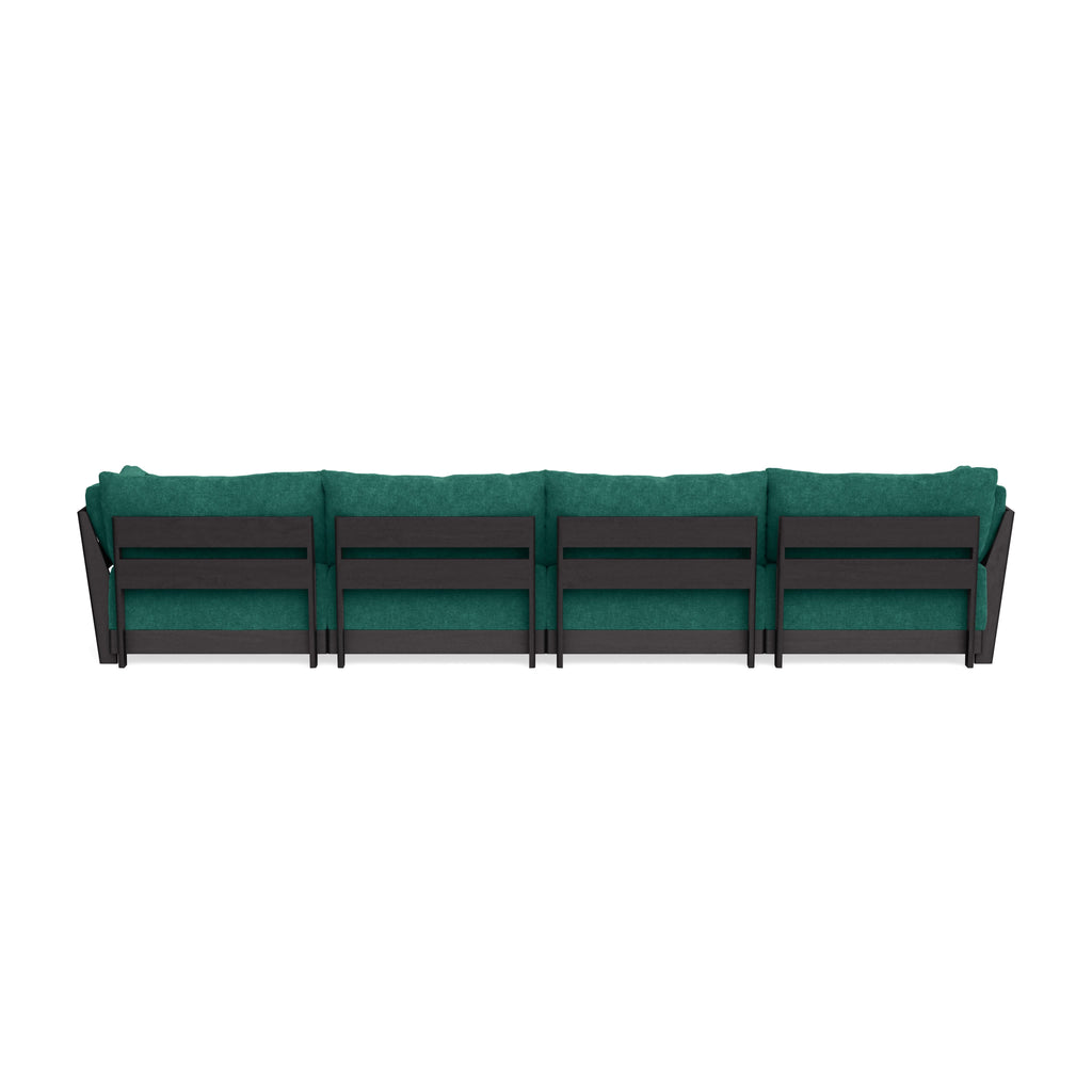 Modular Bondi Black 4-Seater U-Sectional in Jade Green | Memory Foam Blend
