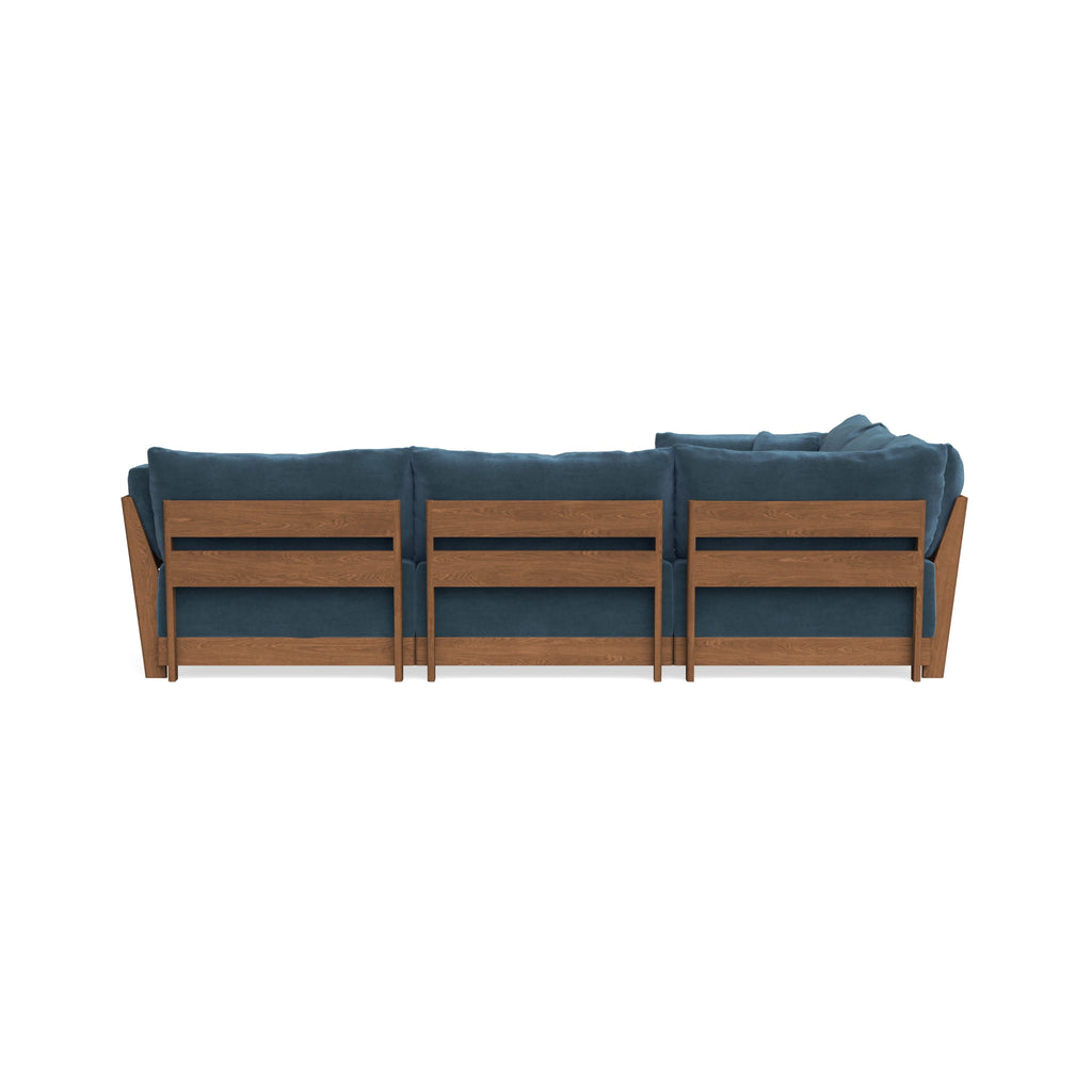 Modular Bondi Espresso 5-Seater Corner Sectional in Oxford Blue | Memory Foam Blend