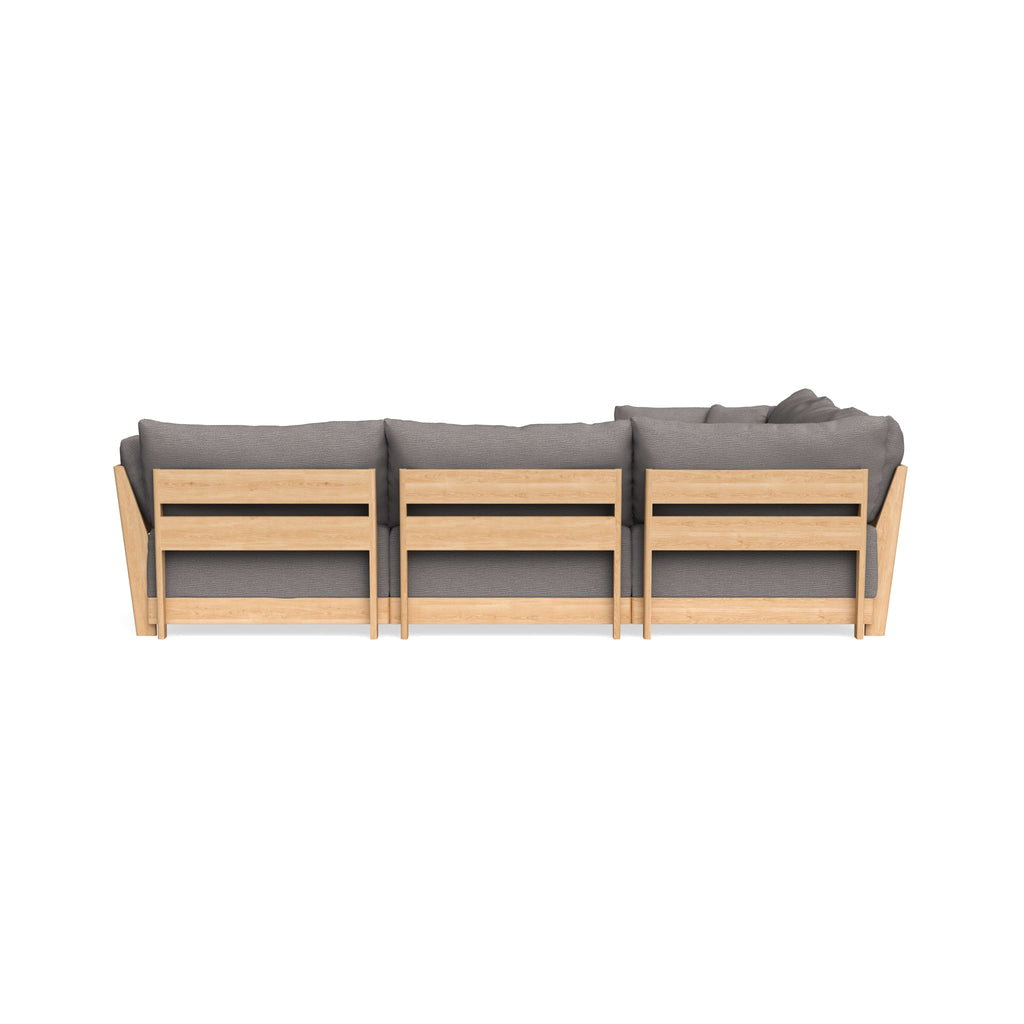 Modular Bondi Latte 5-Seater Corner Sectional + Ottoman in Cement | Classic Blend