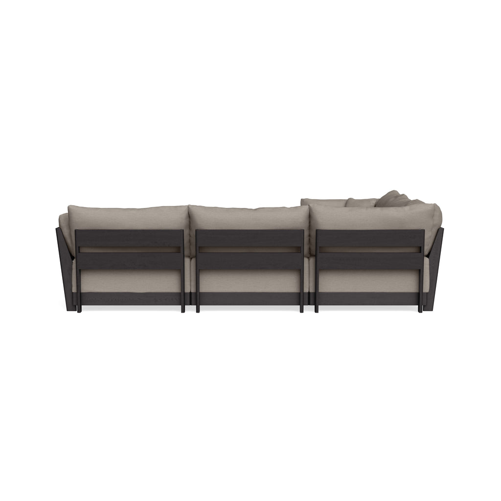 Modular Bondi Black 5-Seater Corner Sectional + Ottoman in Cinder Gray | Memory Foam Blend