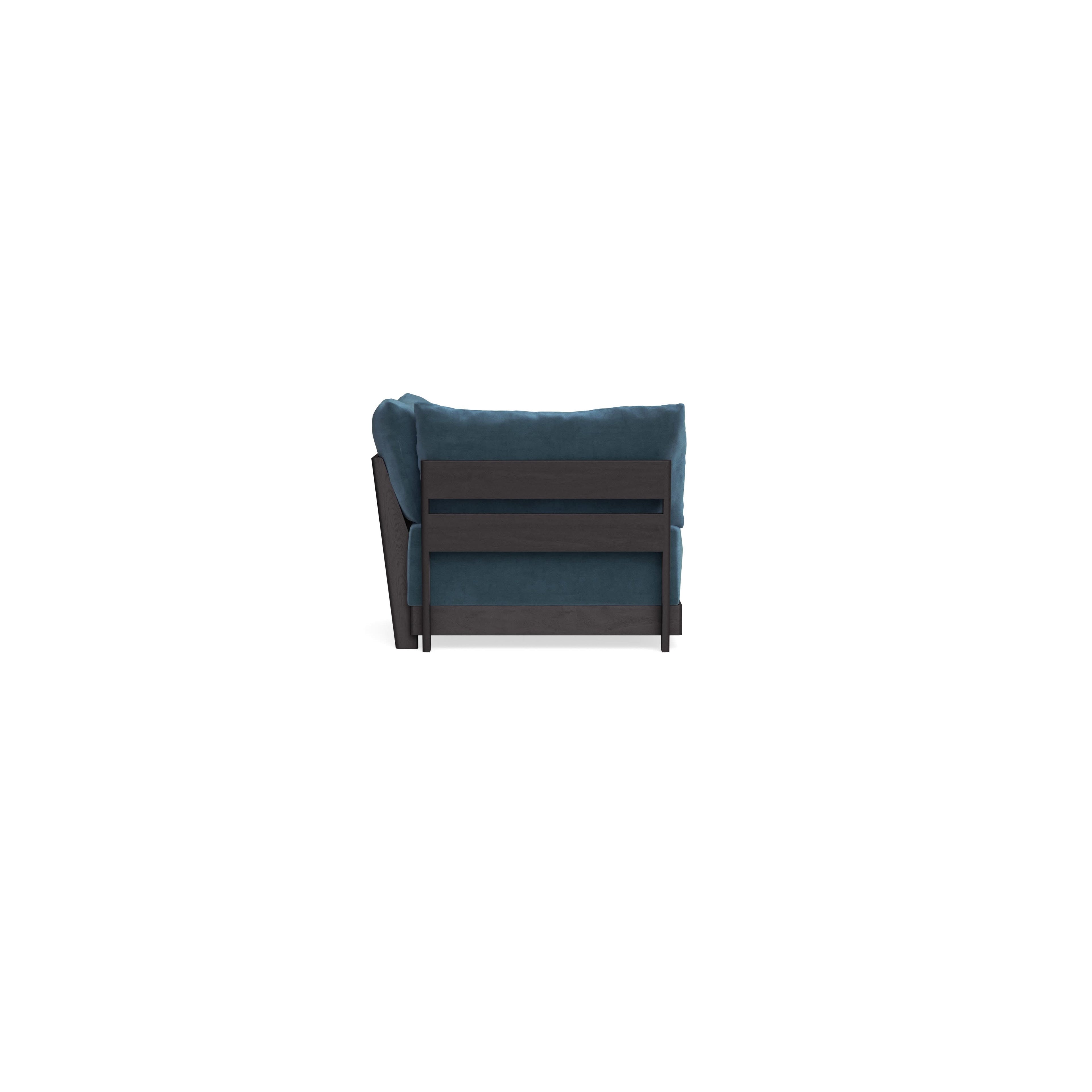 Modular Bondi Black Corner Chair in Oxford Blue | Memory Foam Blend