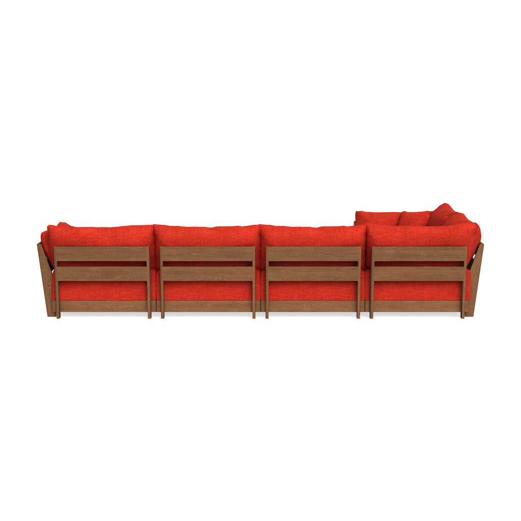 Modular Bondi Espresso 5-Seater L-Sectional in Poppy Orange | Classic Blend