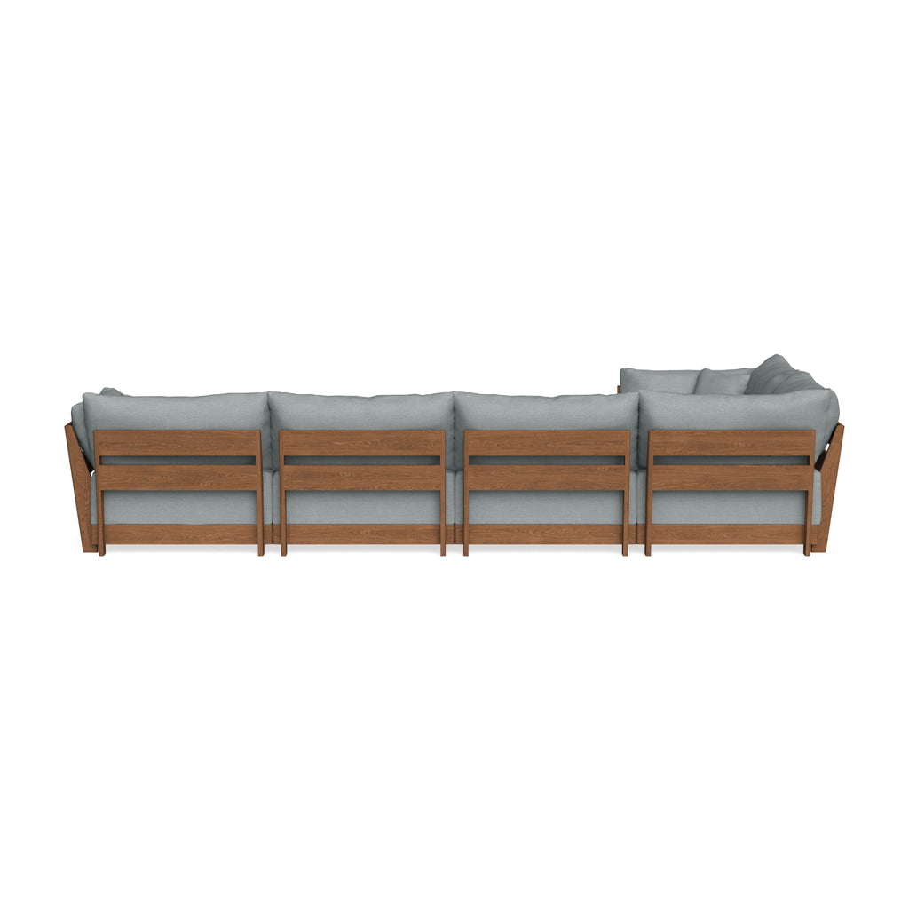 Modular Bondi Espresso 5-Seater L-Sectional in Light Steel | Memory Foam Blend