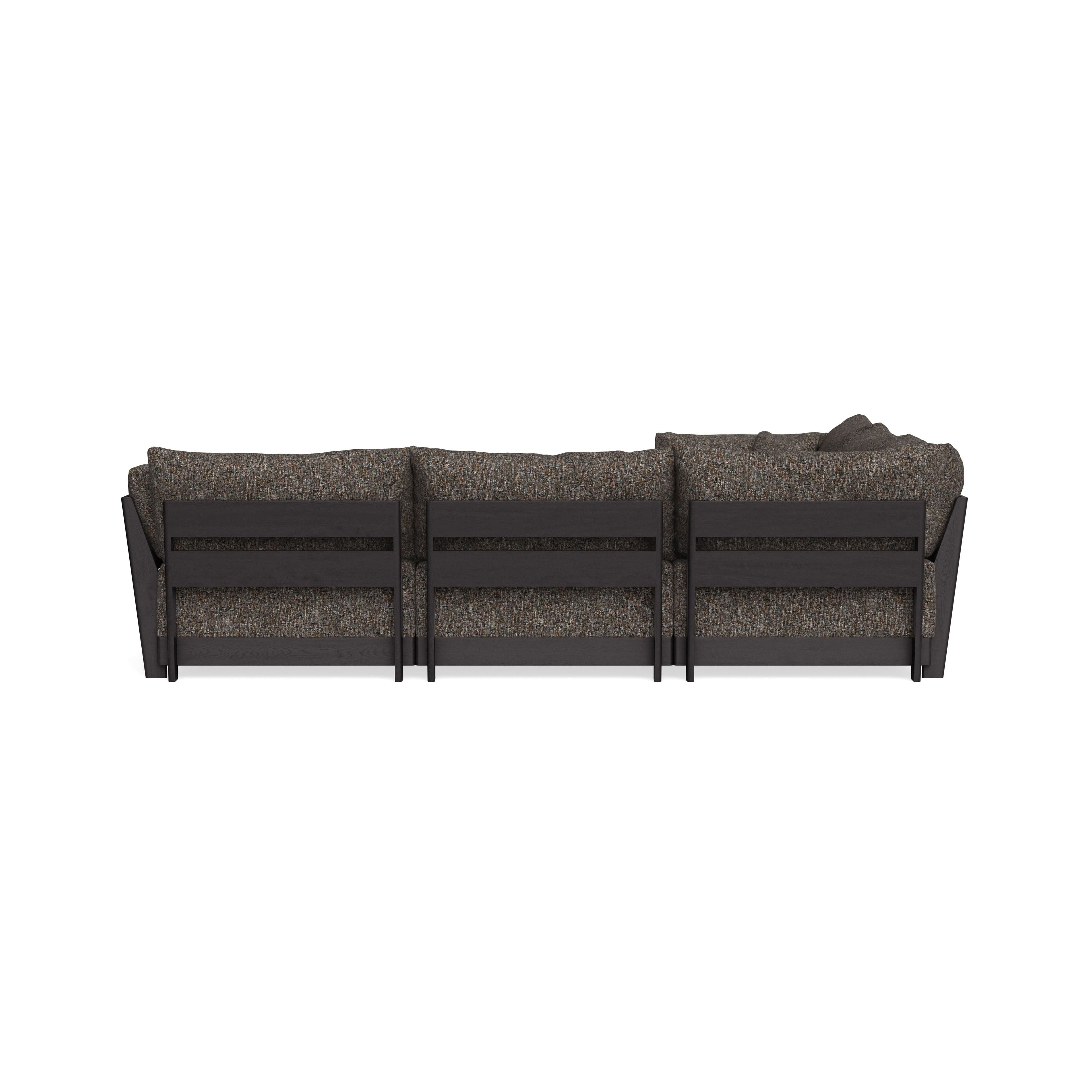 Modular Bondi Black 5-Seater Corner Sectional + Ottoman in Eclipse | Classic Blend