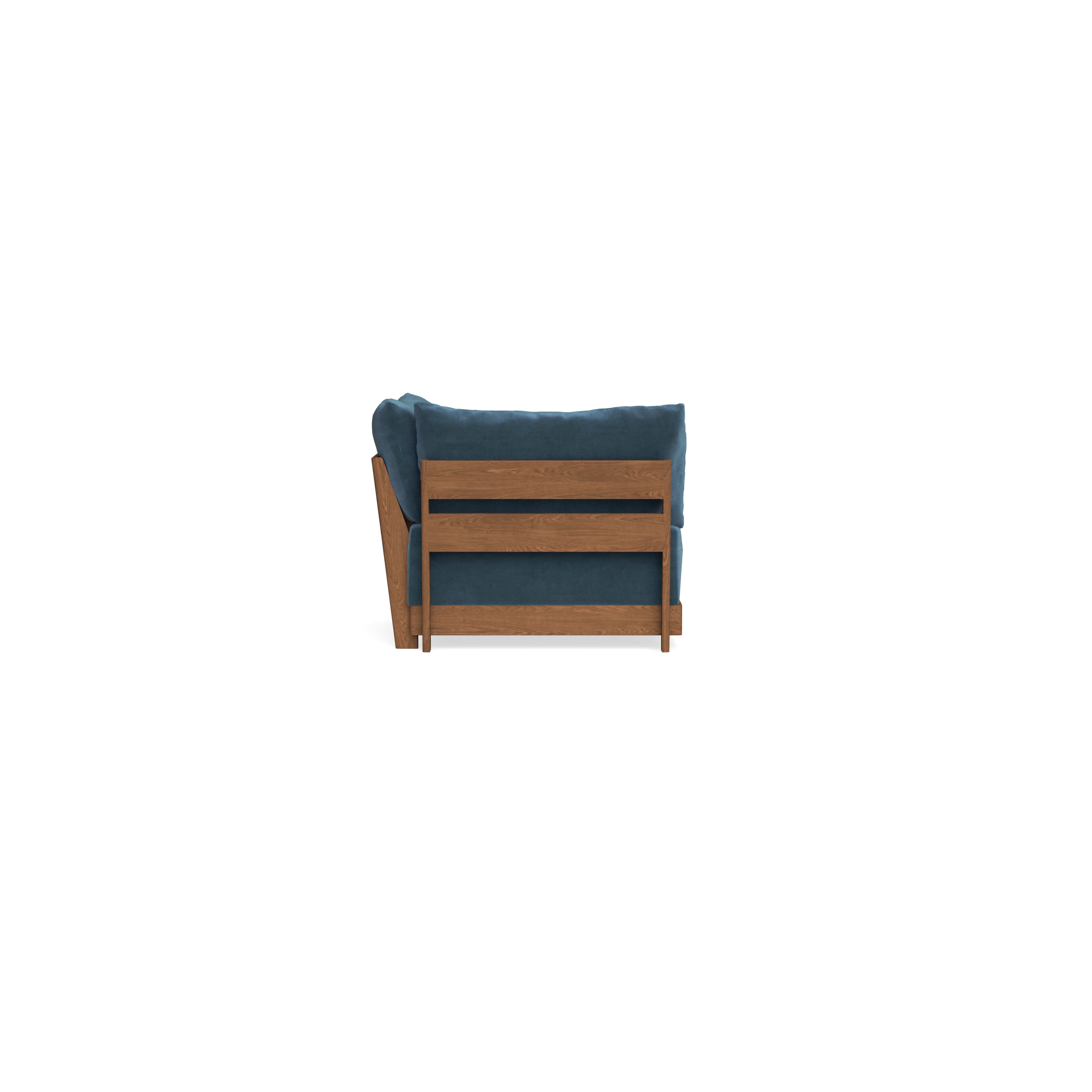 Modular Bondi Espresso Corner Chair in Oxford Blue | Classic Blend