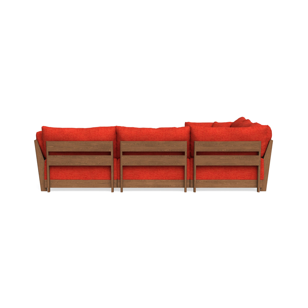 Modular Bondi Espresso 5-Seater Corner Sectional in Poppy Orange | Memory Foam Blend