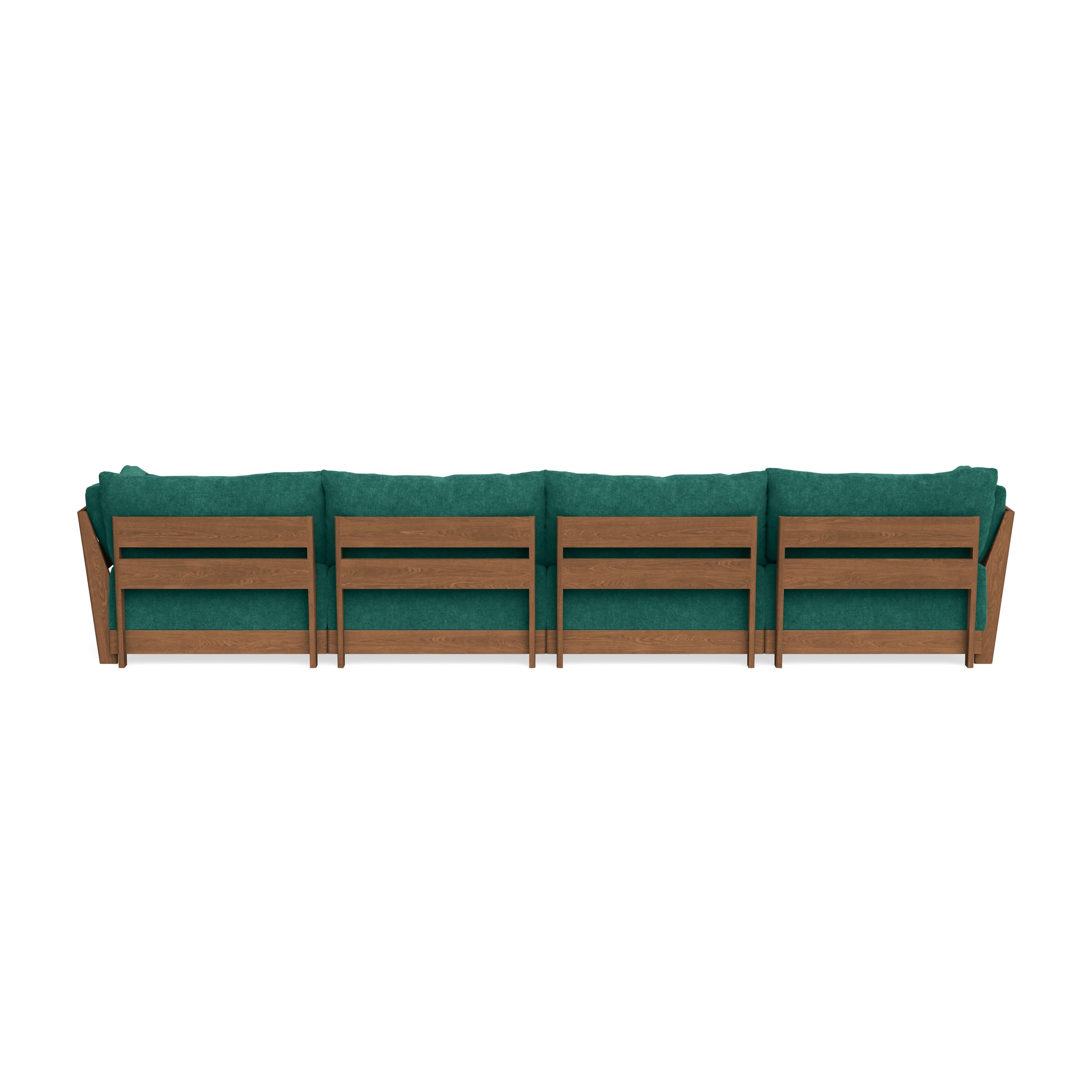 Modular Bondi Espresso 4-Seater Sectional in Jade Green | Memory Foam Blend