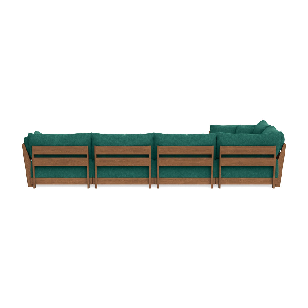 Modular Bondi Espresso 5-Seater L-Sectional in Jade Green | Memory Foam Blend