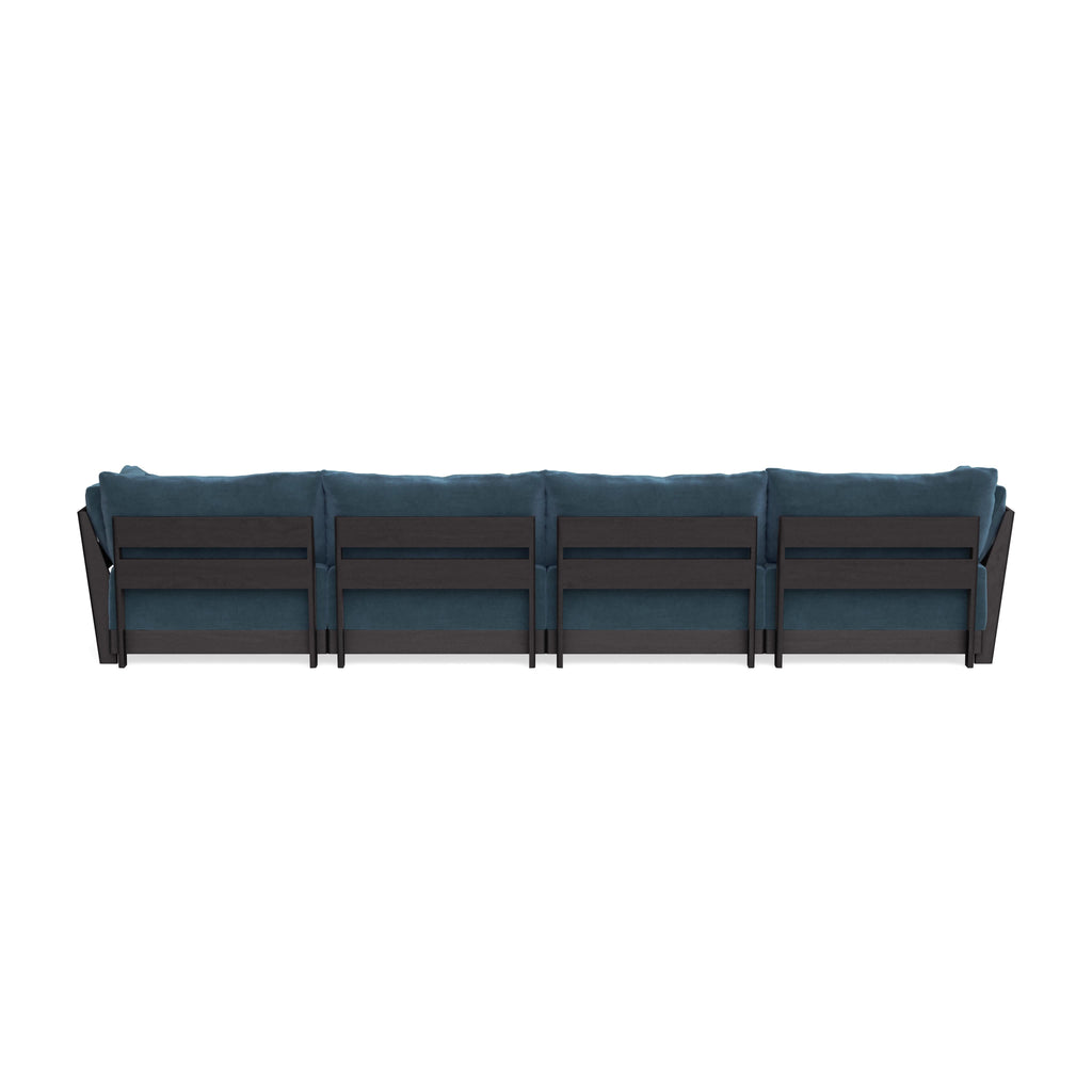 Modular Bondi Black 4-Seater U-Sectional in Oxford Blue | Classic Blend