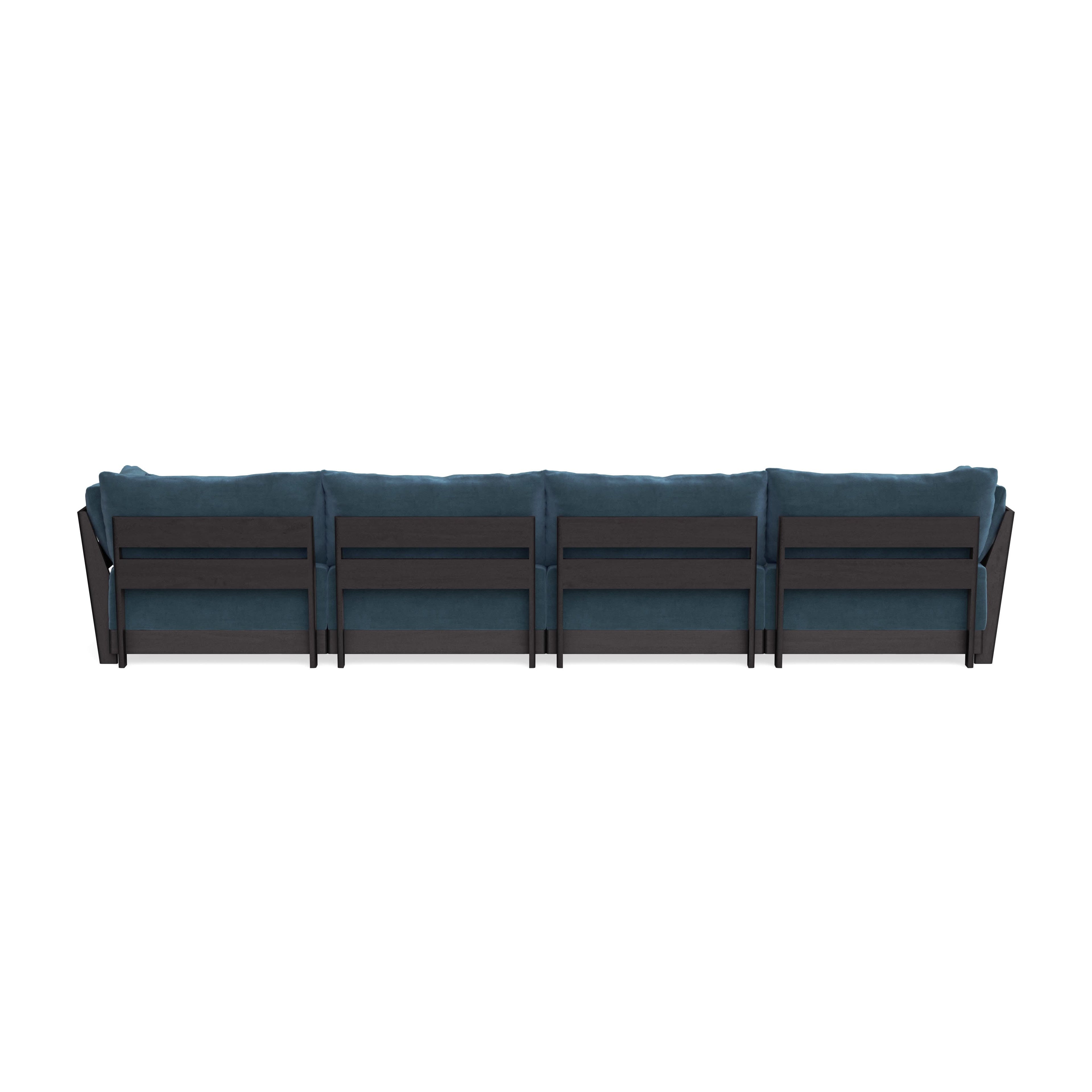 Modular Bondi Black 4-Seater U-Sectional in Oxford Blue | Classic Blend