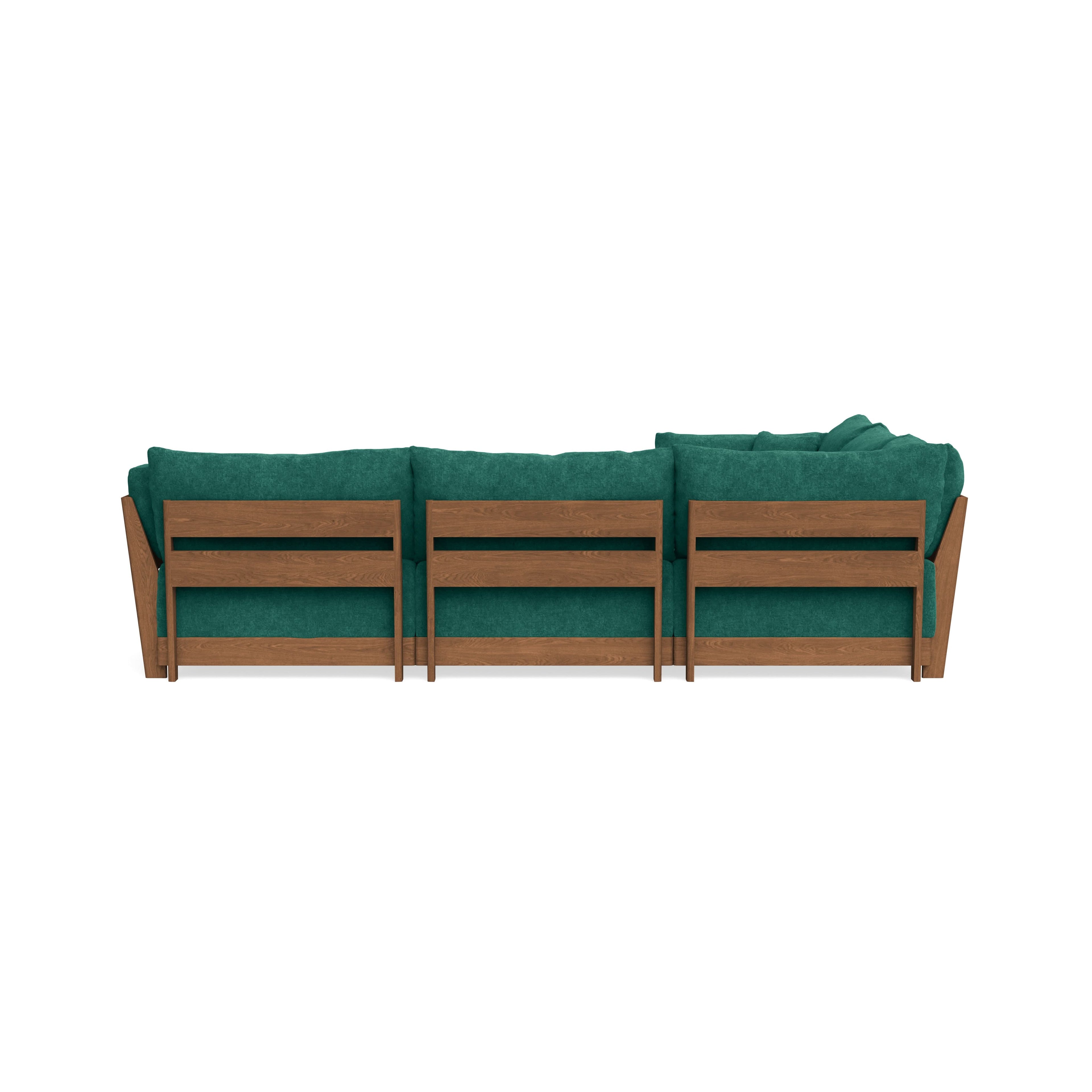 Modular Bondi Espresso 5-Seater Corner Sectional + Ottoman in Jade Green | Memory Foam Blend