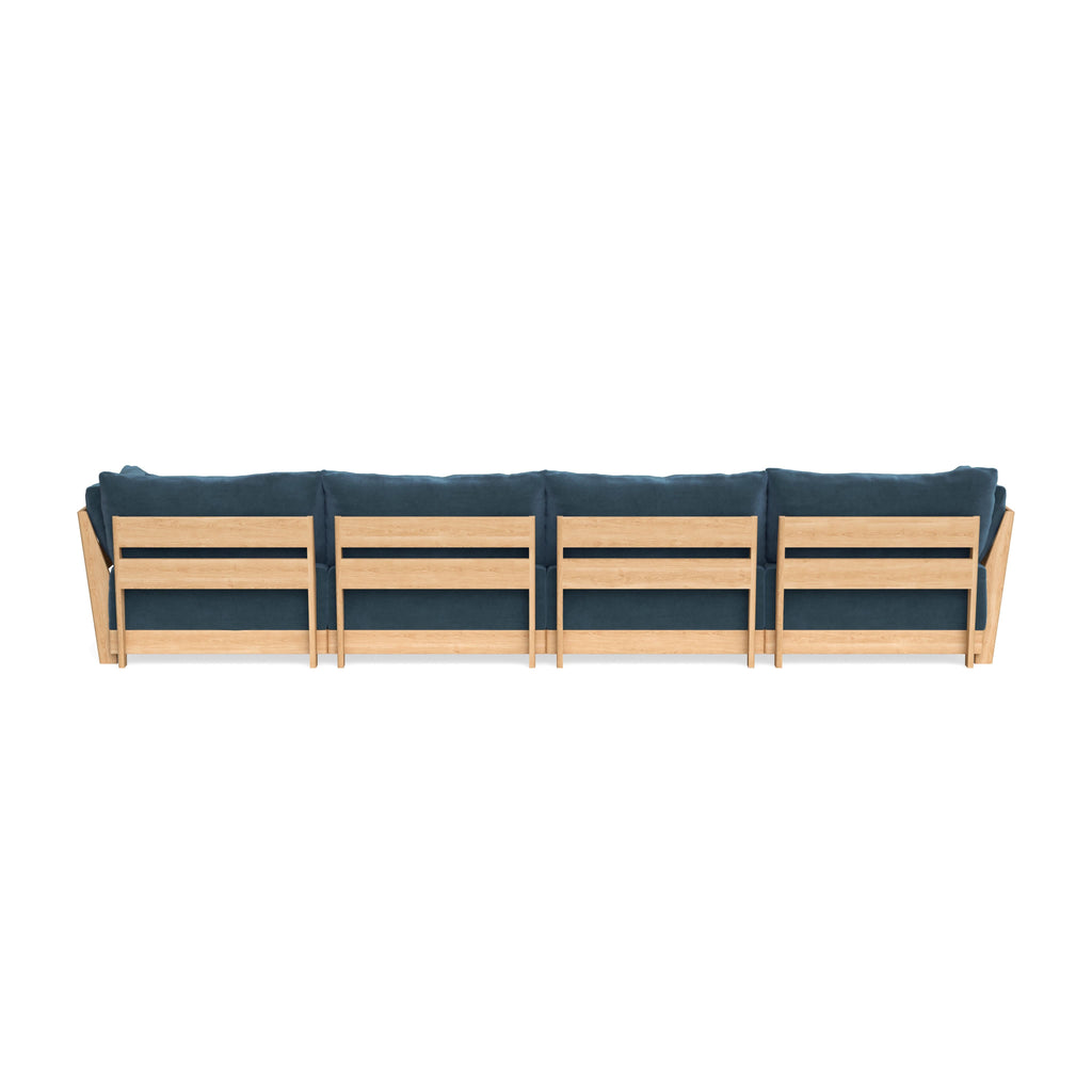 Modular Bondi Latte 4-Seater Sectional in Oxford Blue | Memory Foam Blend