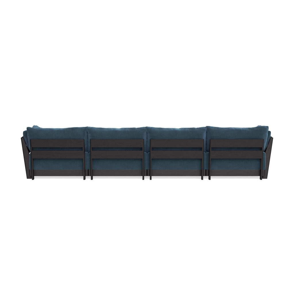 Modular Bondi Black 4-Seater Sofa in Oxford Blue | Memory Foam Blend