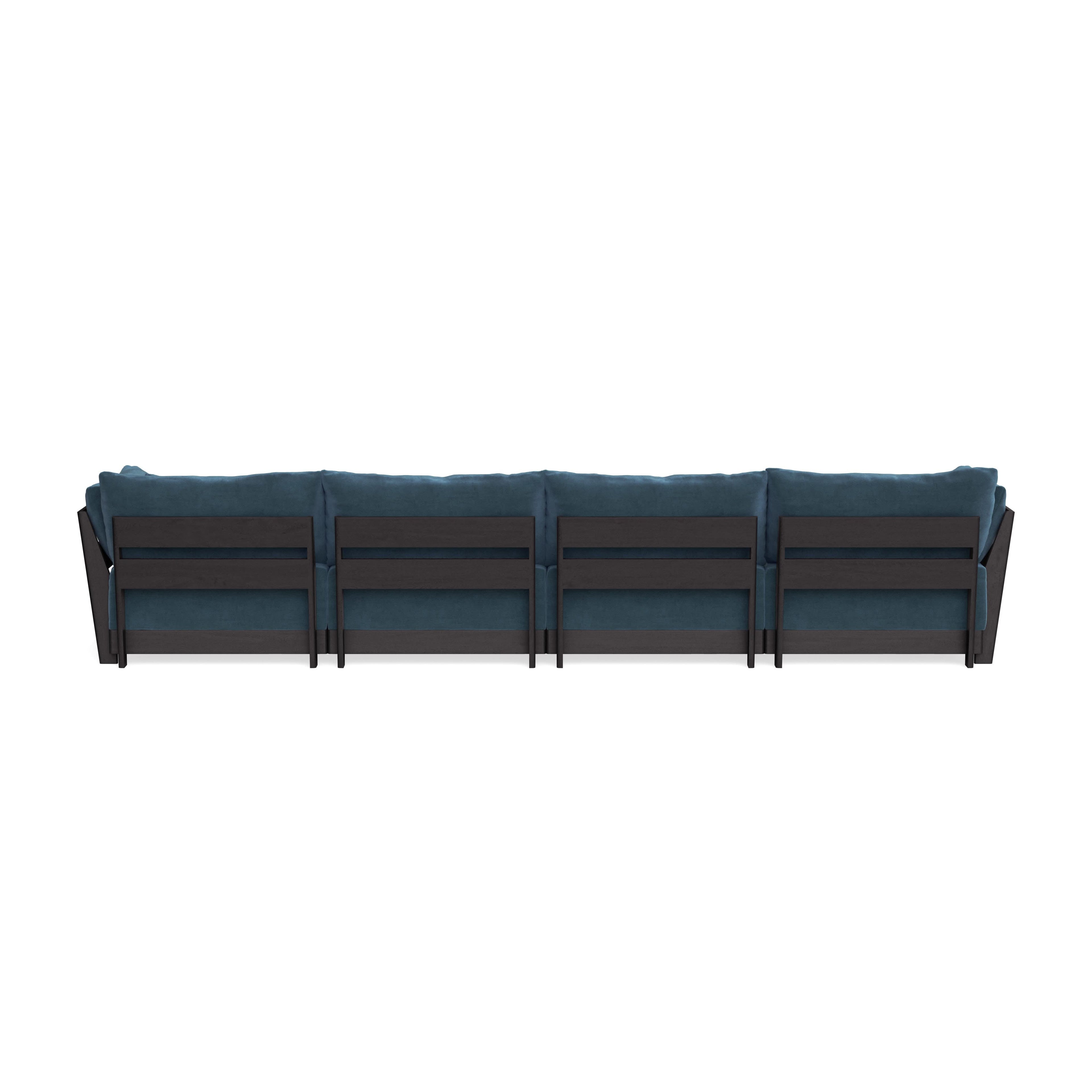 Modular Bondi Black 4-Seater Sofa in Oxford Blue | Memory Foam Blend