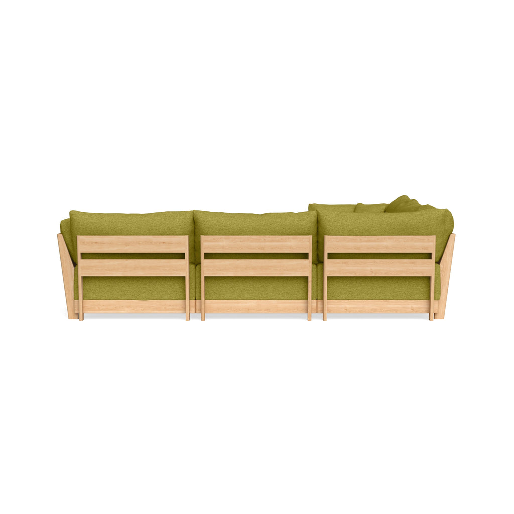 Modular Bondi Latte 5-Seater Corner Sectional + Ottoman in Avocado | Memory Foam Blend