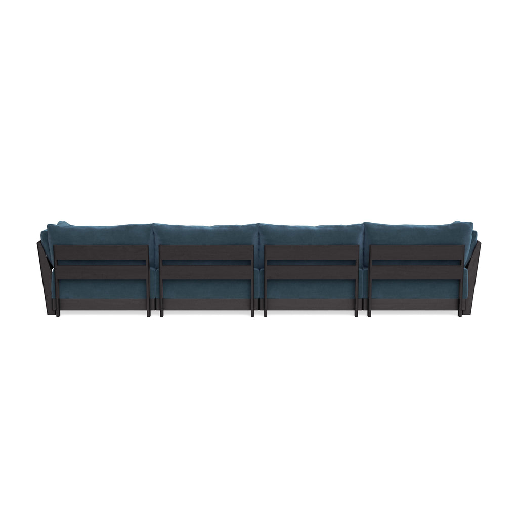 Modular Bondi Black 4-Seater Sectional in Oxford Blue | Memory Foam Blend