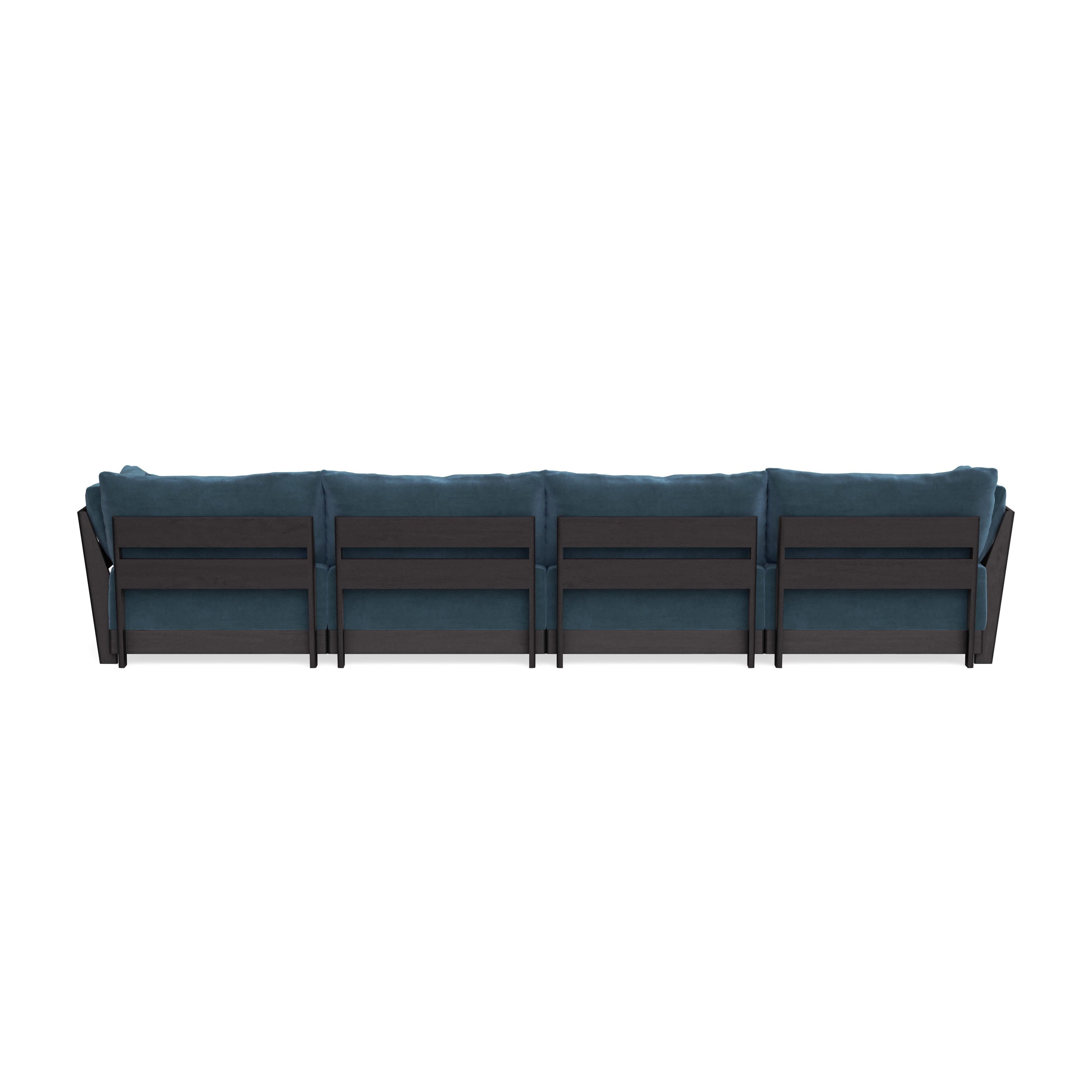 Modular Bondi Black 4-Seater Sectional in Oxford Blue | Memory Foam Blend