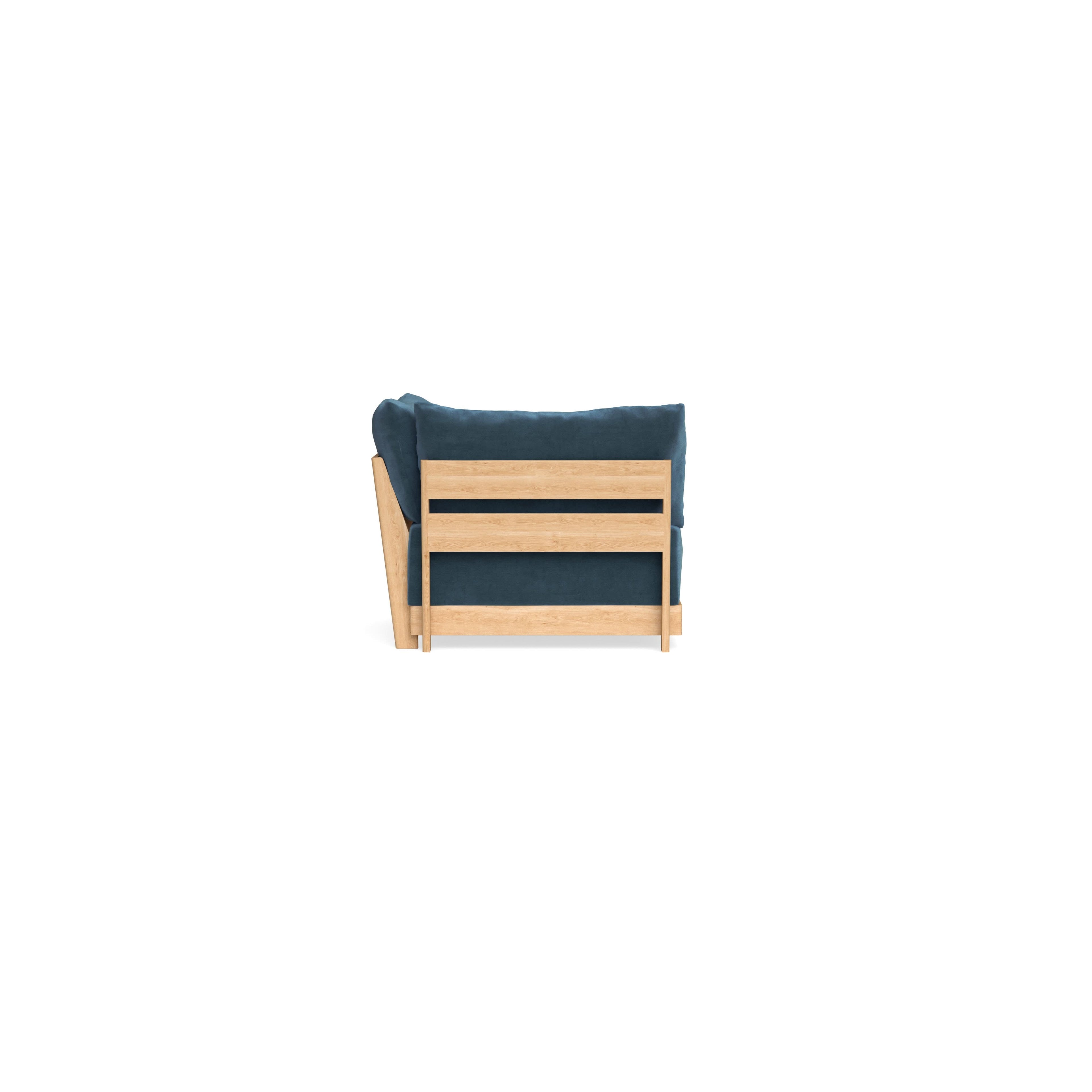 Modular Bondi Latte Corner Chair in Oxford Blue | Classic Blend