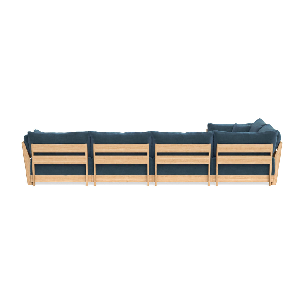 Modular Bondi Latte 5-Seater L-Sectional in Oxford Blue | Memory Foam Blend