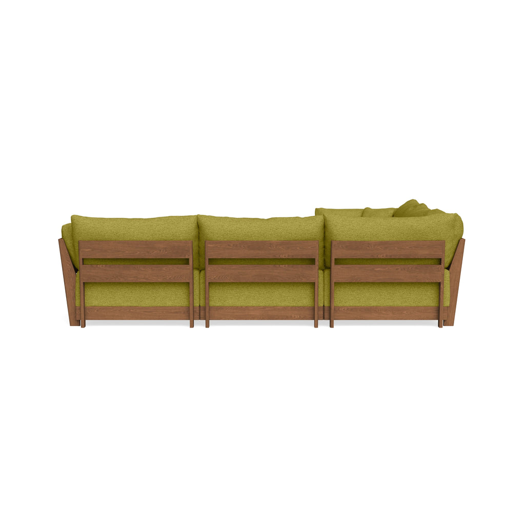 Modular Bondi Espresso 5-Seater Corner Sectional + Ottoman in Avocado | Memory Foam Blend
