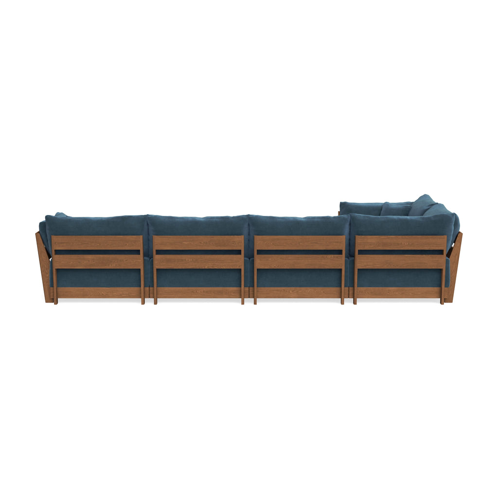 Modular Bondi Espresso 5-Seater L-Sectional in Oxford Blue | Classic Blend