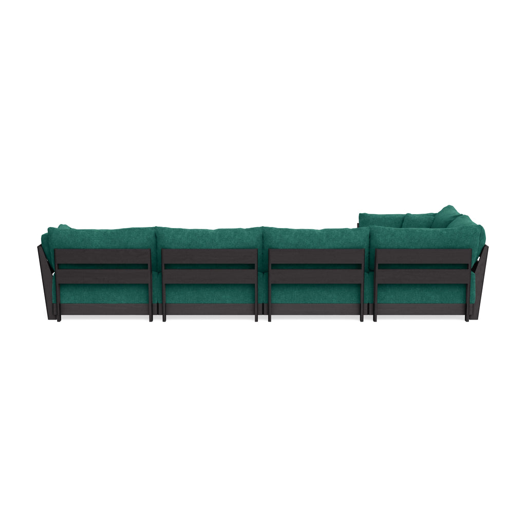 Modular Bondi Black 5-Seater L-Sectional in Jade Green | Classic Blend