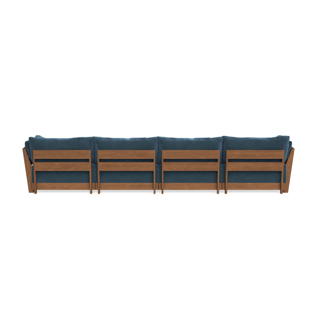 Modular Bondi Espresso 4-Seater Sectional in Oxford Blue | Memory Foam Blend