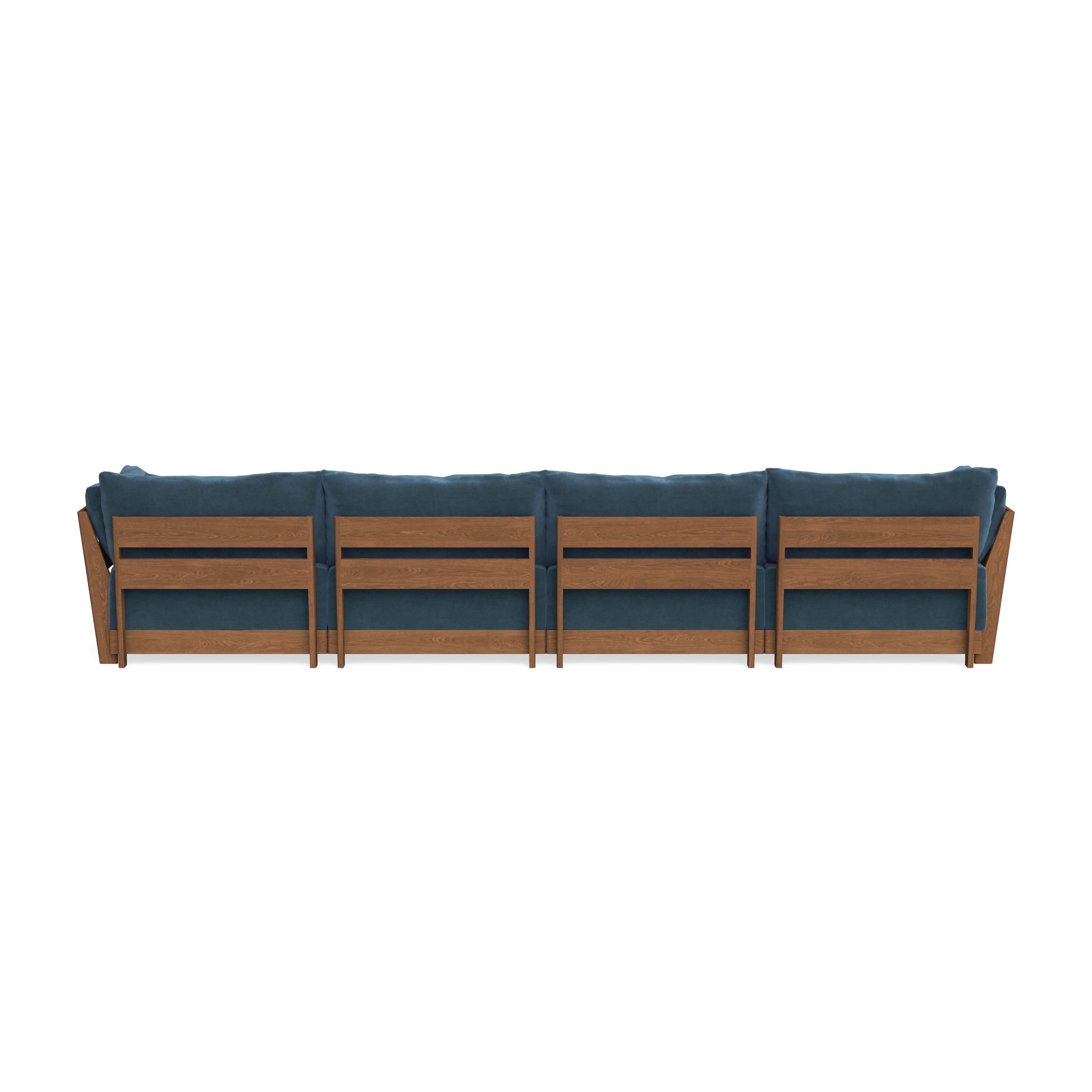 Modular Bondi Espresso 4-Seater Sectional in Oxford Blue | Memory Foam Blend