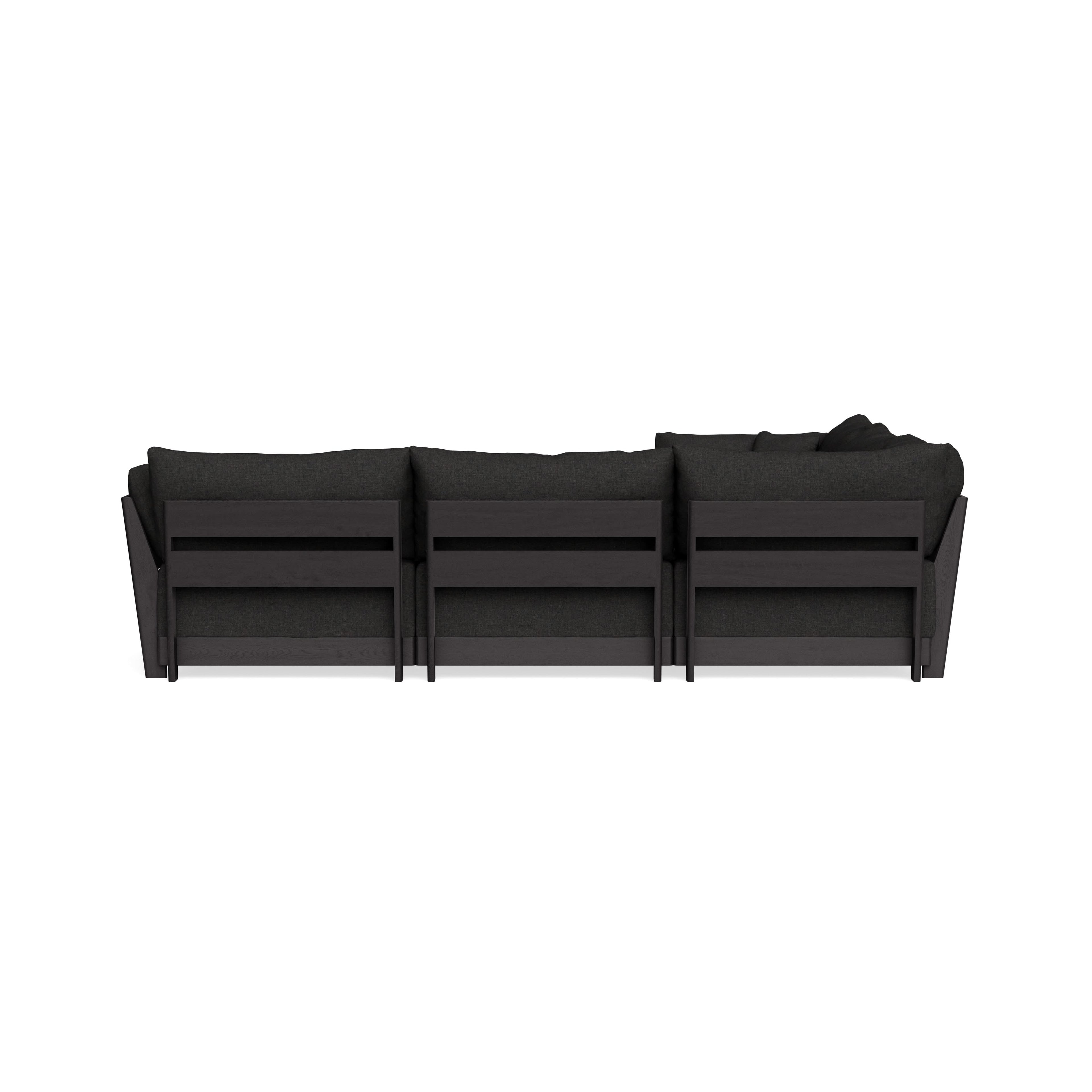 Modular Bondi Black 5-Seater Corner Sectional + Ottoman in Peppercorn | Classic Blend