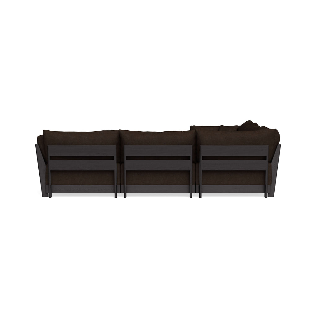 Modular Bondi Black 5-Seater Corner Sectional + Ottoman in Espresso | Memory Foam Blend