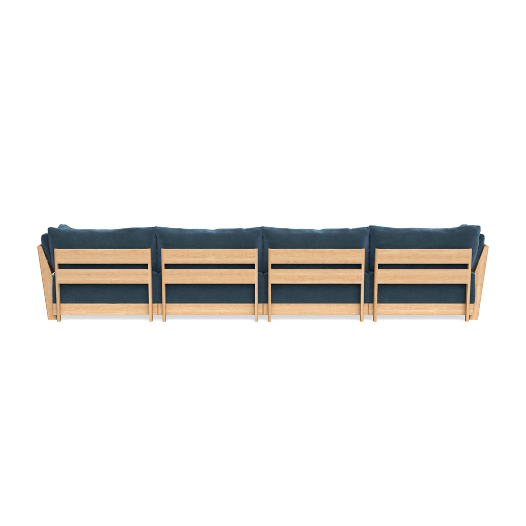 Modular Bondi Latte 4-Seater U-Sectional in Oxford Blue | Memory Foam Blend