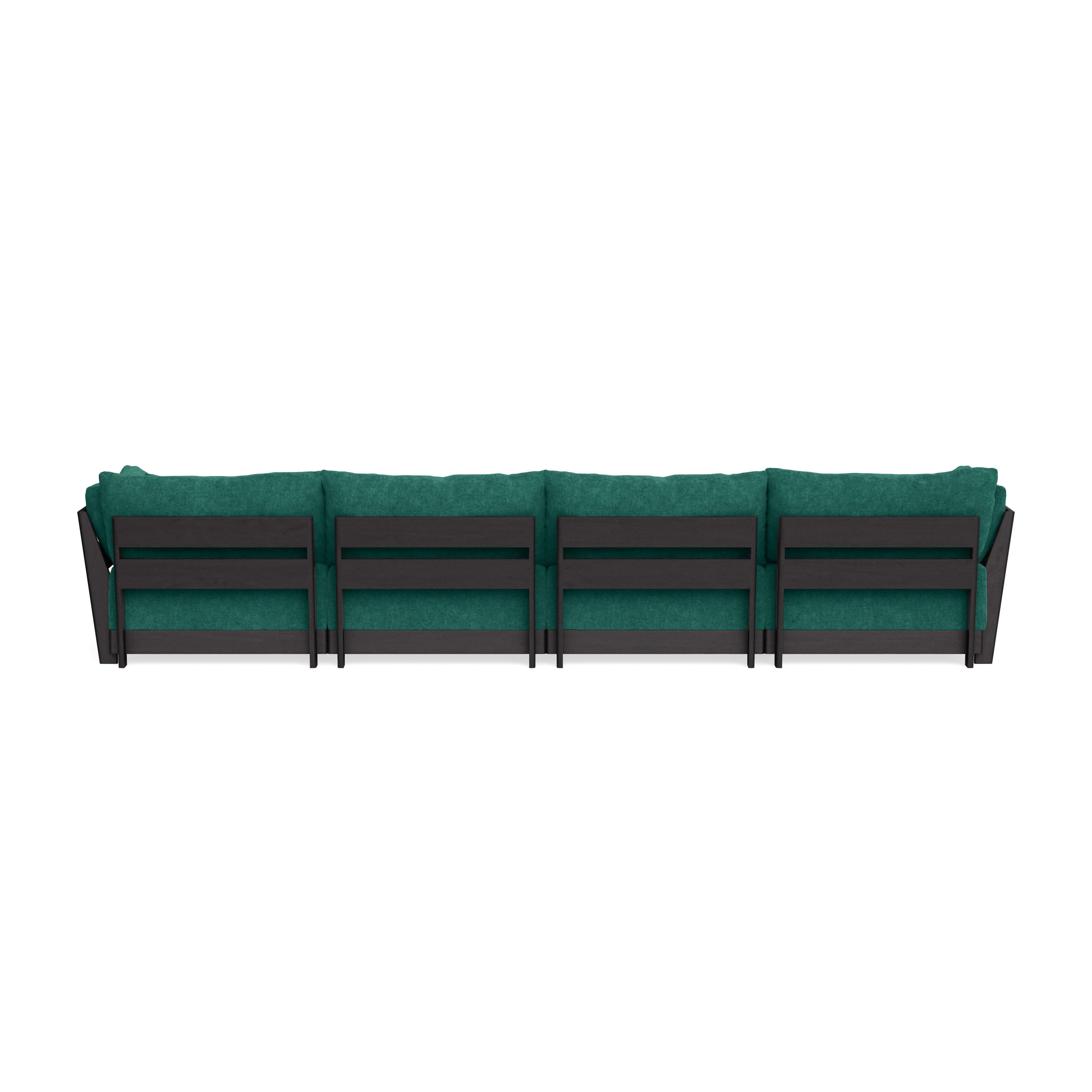 Modular Bondi Black 4-Seater Sectional in Jade Green | Classic Blend