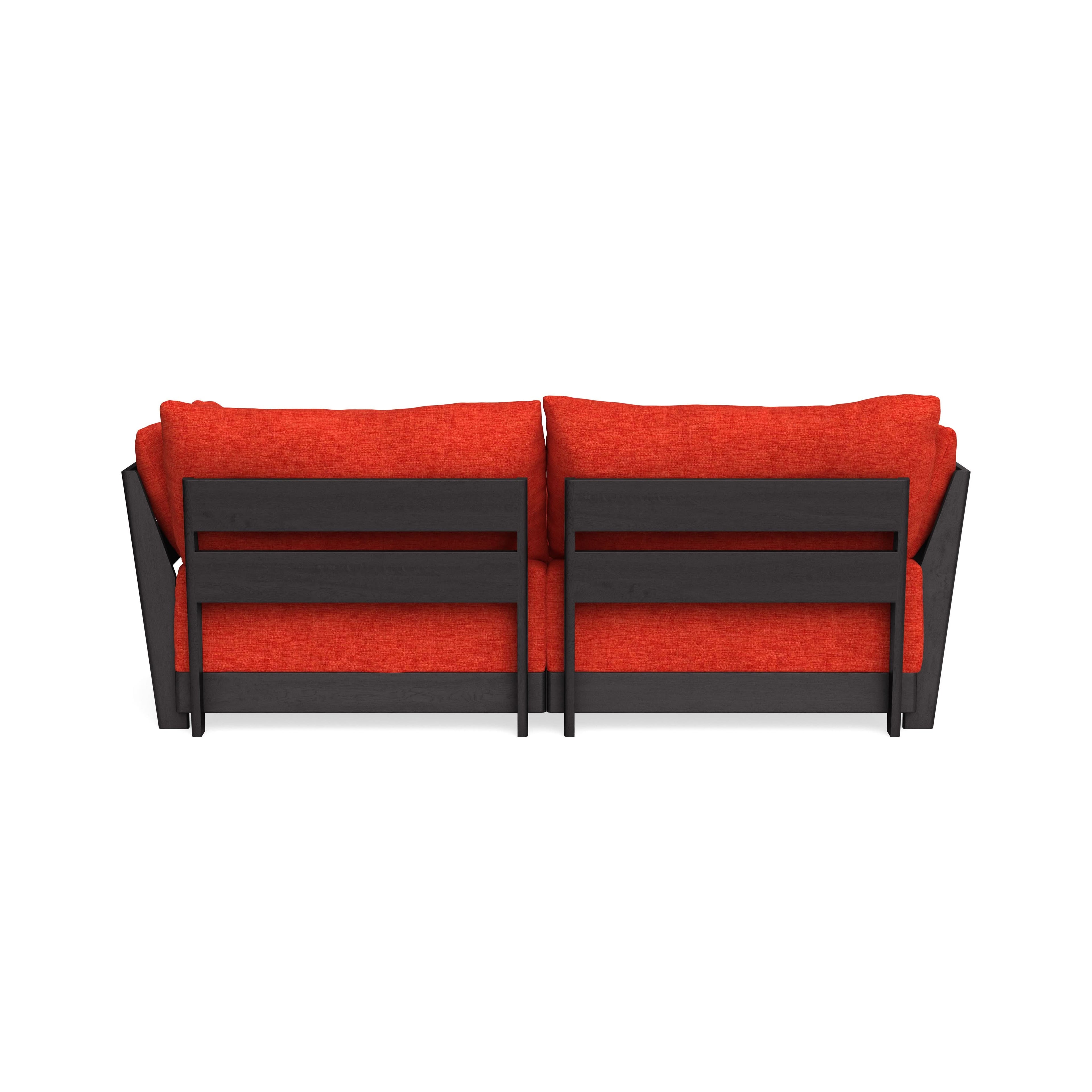Modular Bondi Black 2-Seater Sectional in Poppy Orange | Memory Foam Blend