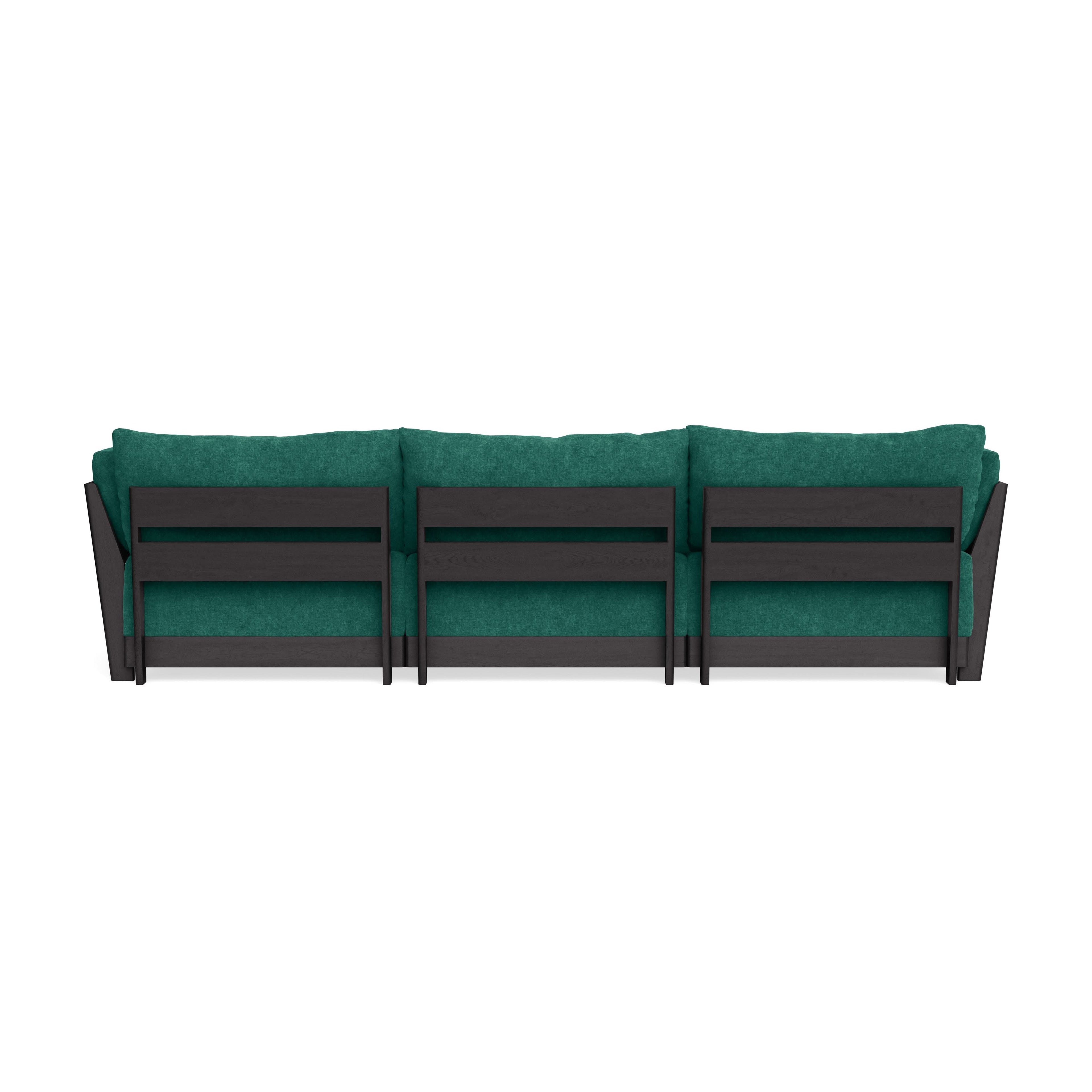 Modular Bondi Black 3-Seater U-Sectional in Jade Green | Memory Foam Blend