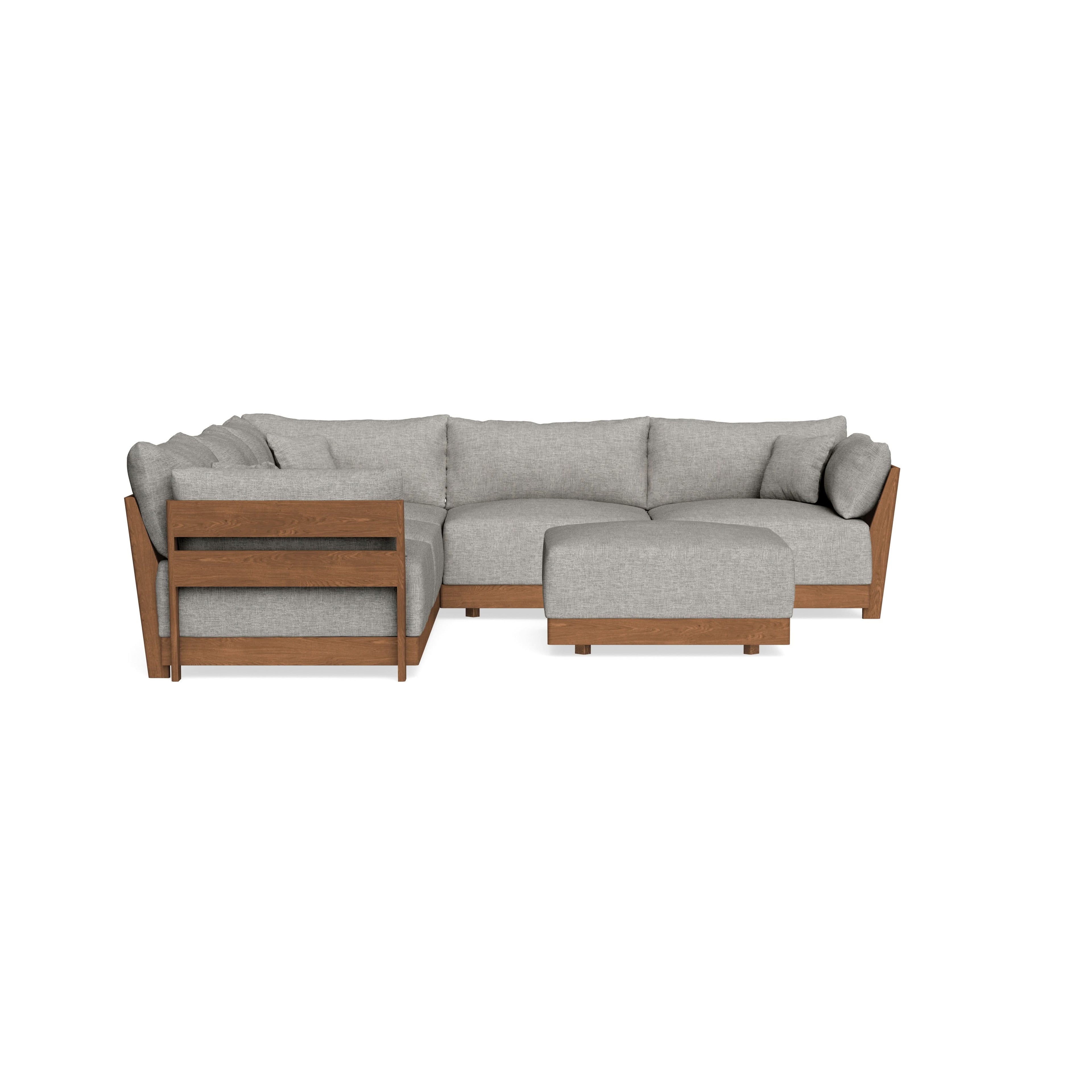 Modular Bondi Espresso 5-Seater Corner Sectional + Ottoman in Fog | Classic Blend