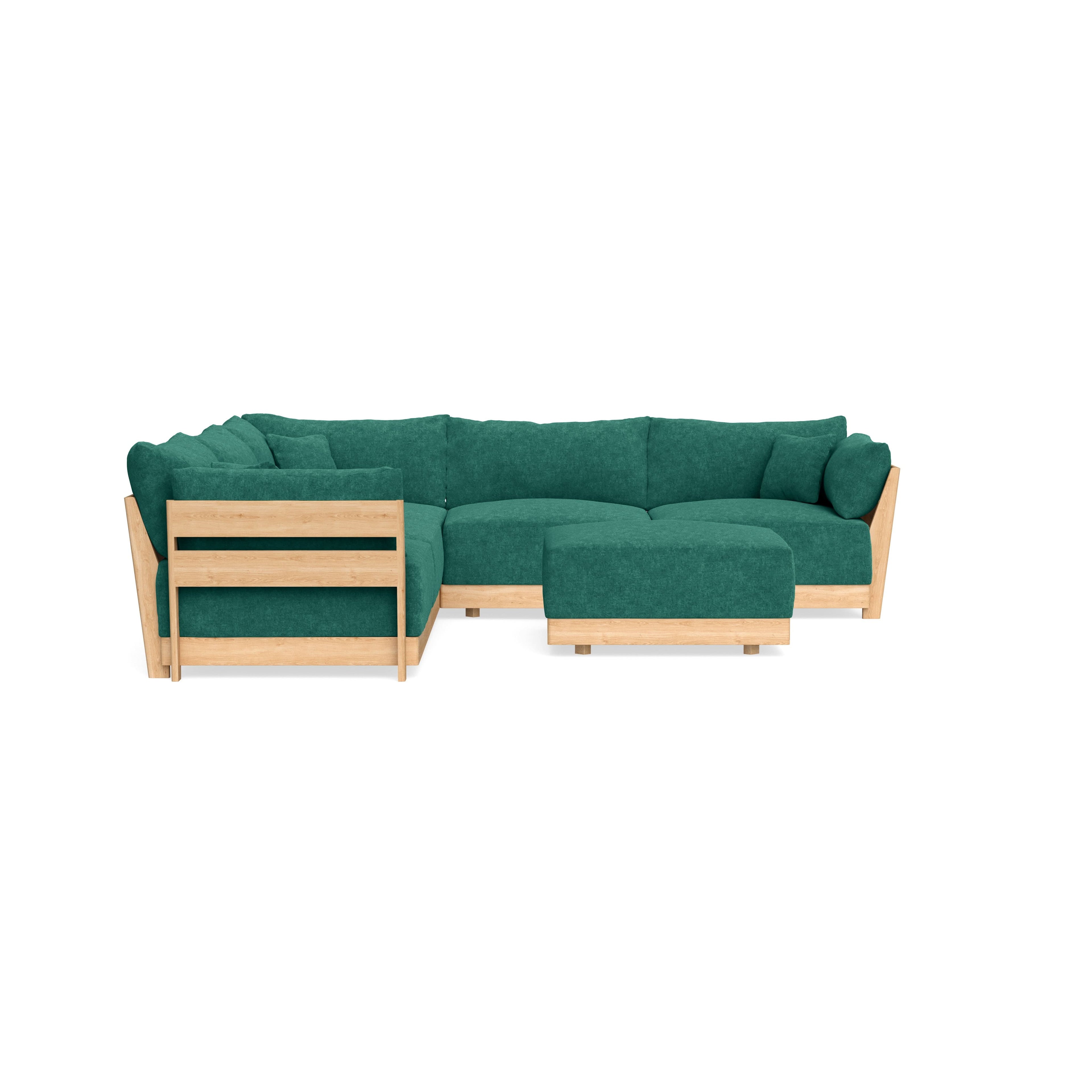 Slipcover Only - Modular Bondi 5-Seater Corner Sectional + Ottoman in Jade Green