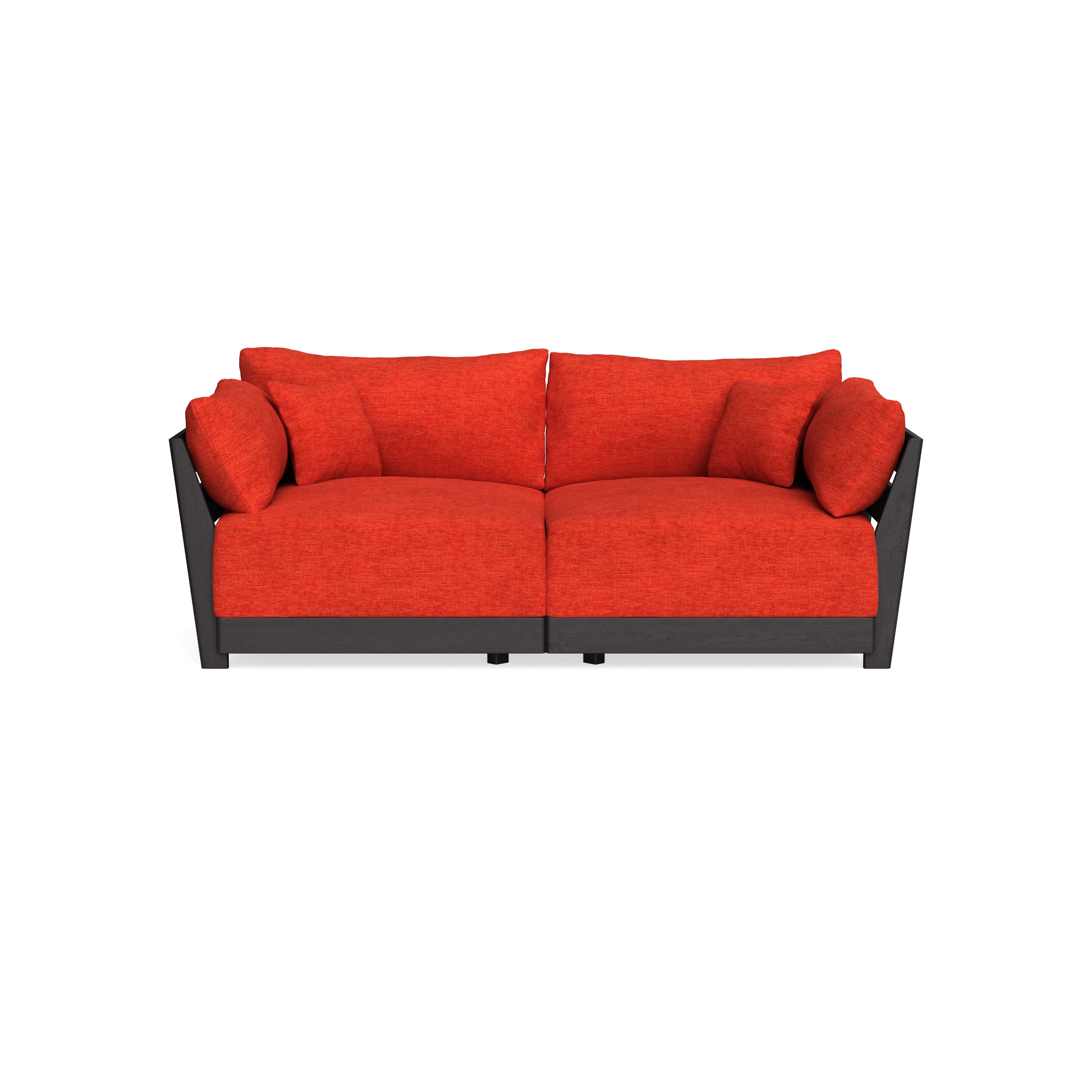 Modular Bondi Black 2-Seater Sofa in Poppy Orange | Classic Blend