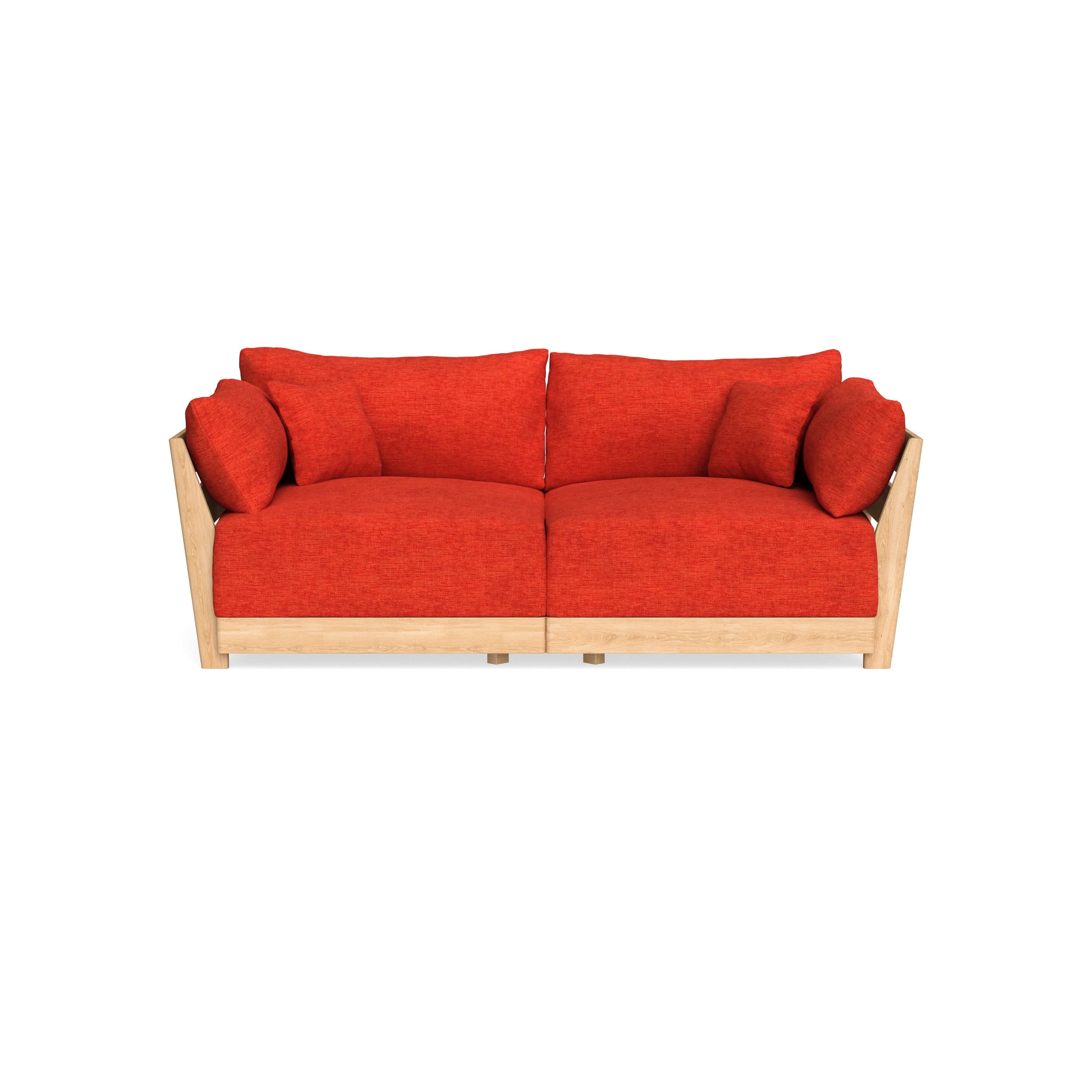 Modular Bondi Latte 2-Seater Sofa in Poppy Orange | Memory Foam Blend