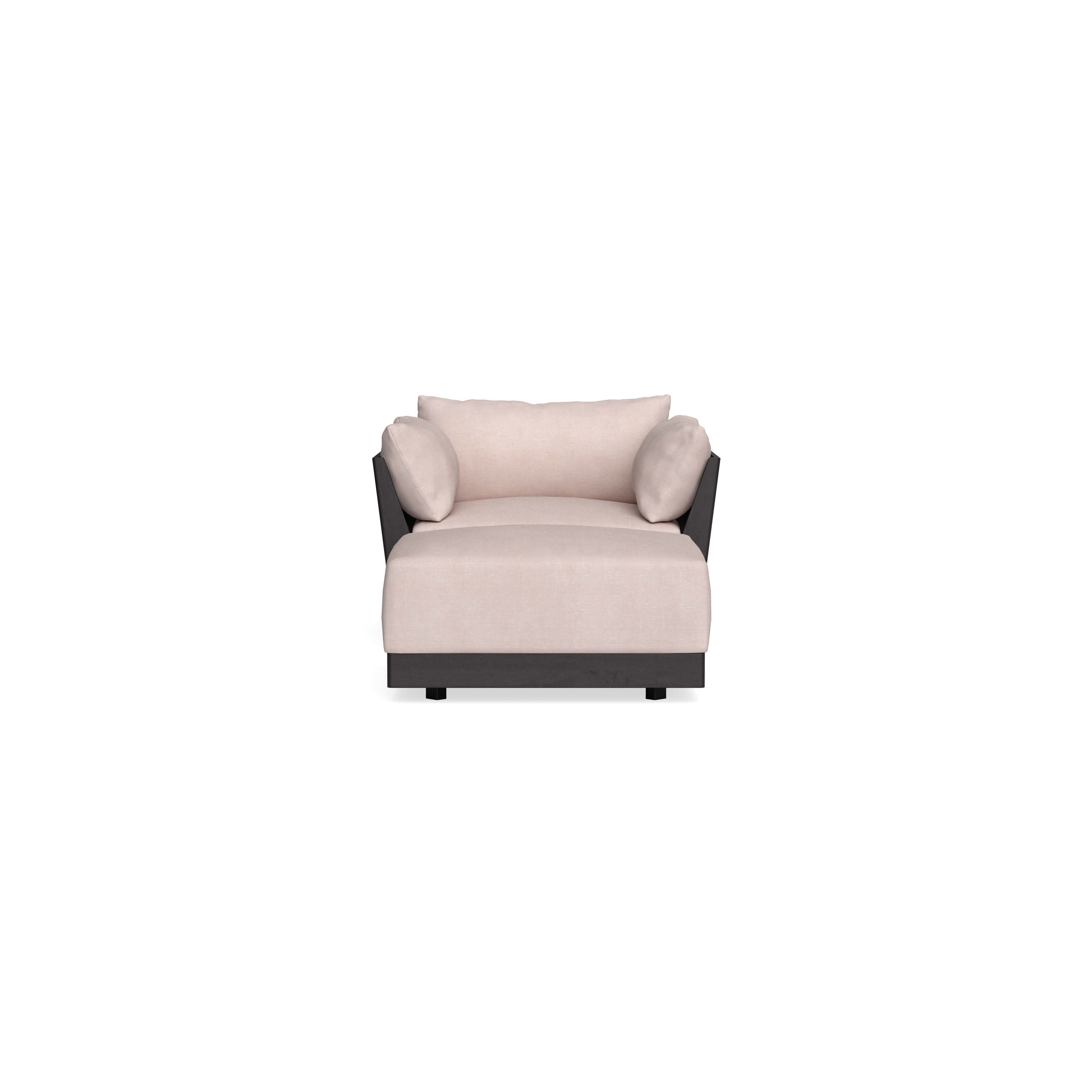Modular Bondi Black Armchair + Ottoman in Blush | Classic Blend