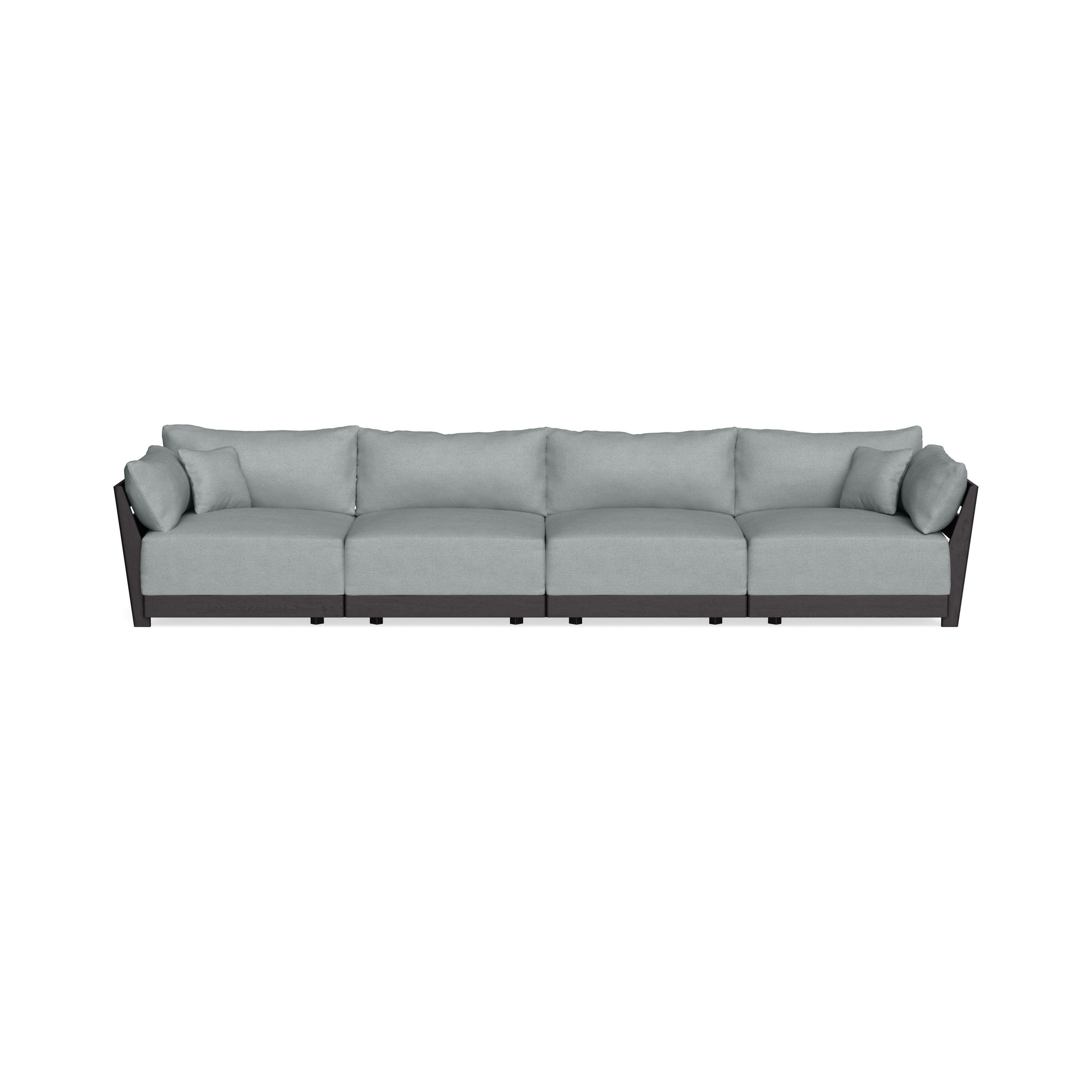 Modular Bondi Black 4-Seater Sofa in Light Steel | Memory Foam Blend